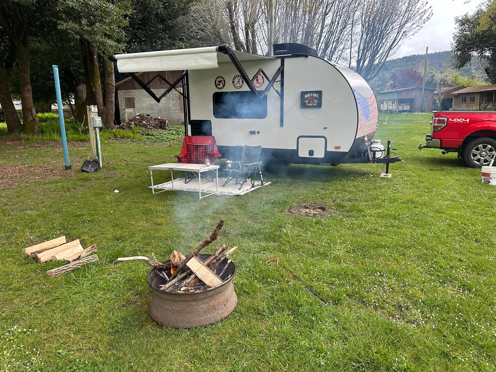 Happy camping fire yeah