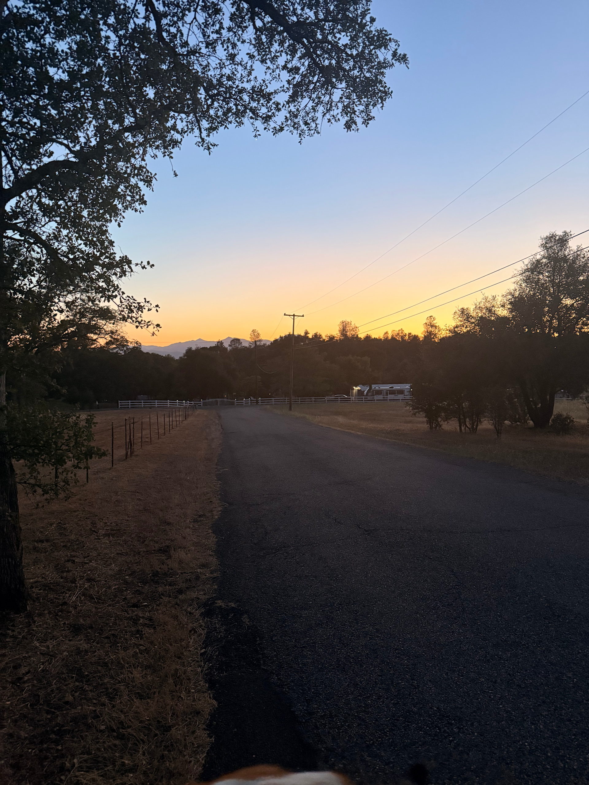 Beautiful sunsets, this was up the road a bit, but you can see the trailer down to the right. 