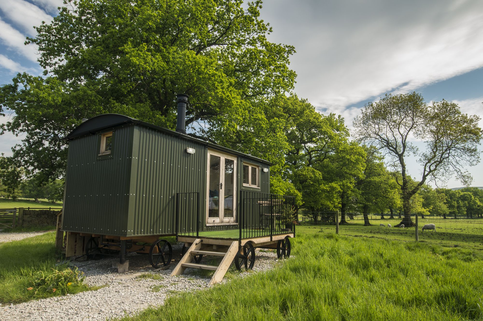 The idyllic Hen Cloud shepherds hut at Whitelee Farm. 
