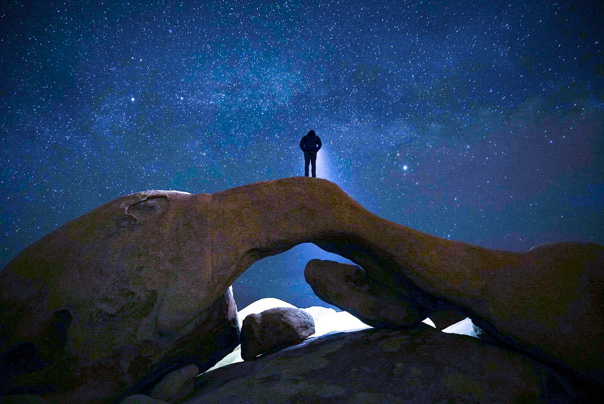 Exploring the arch under the Milky Way.  Moonless nights are the best.