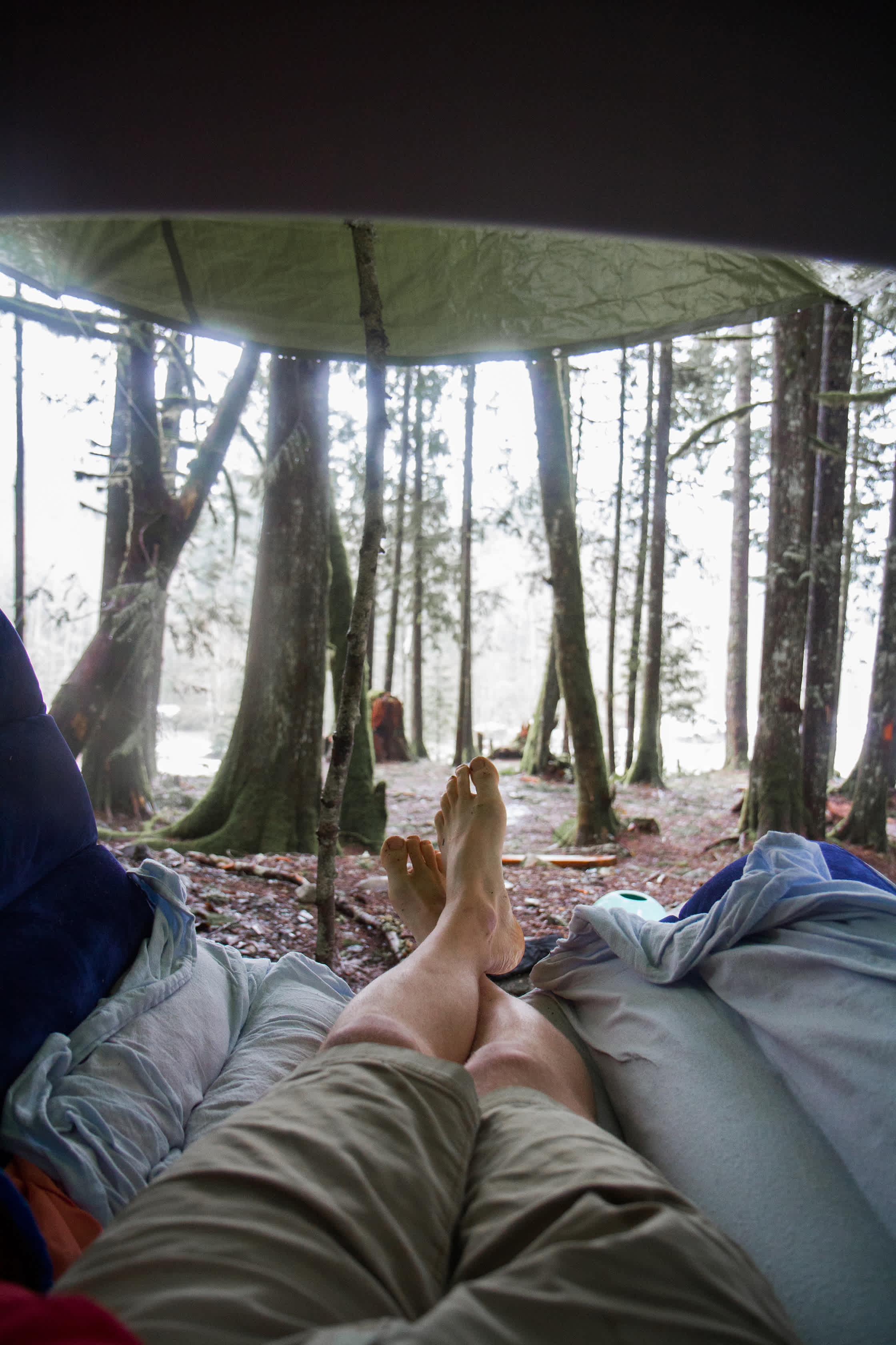 Car camping down the road in mid February .