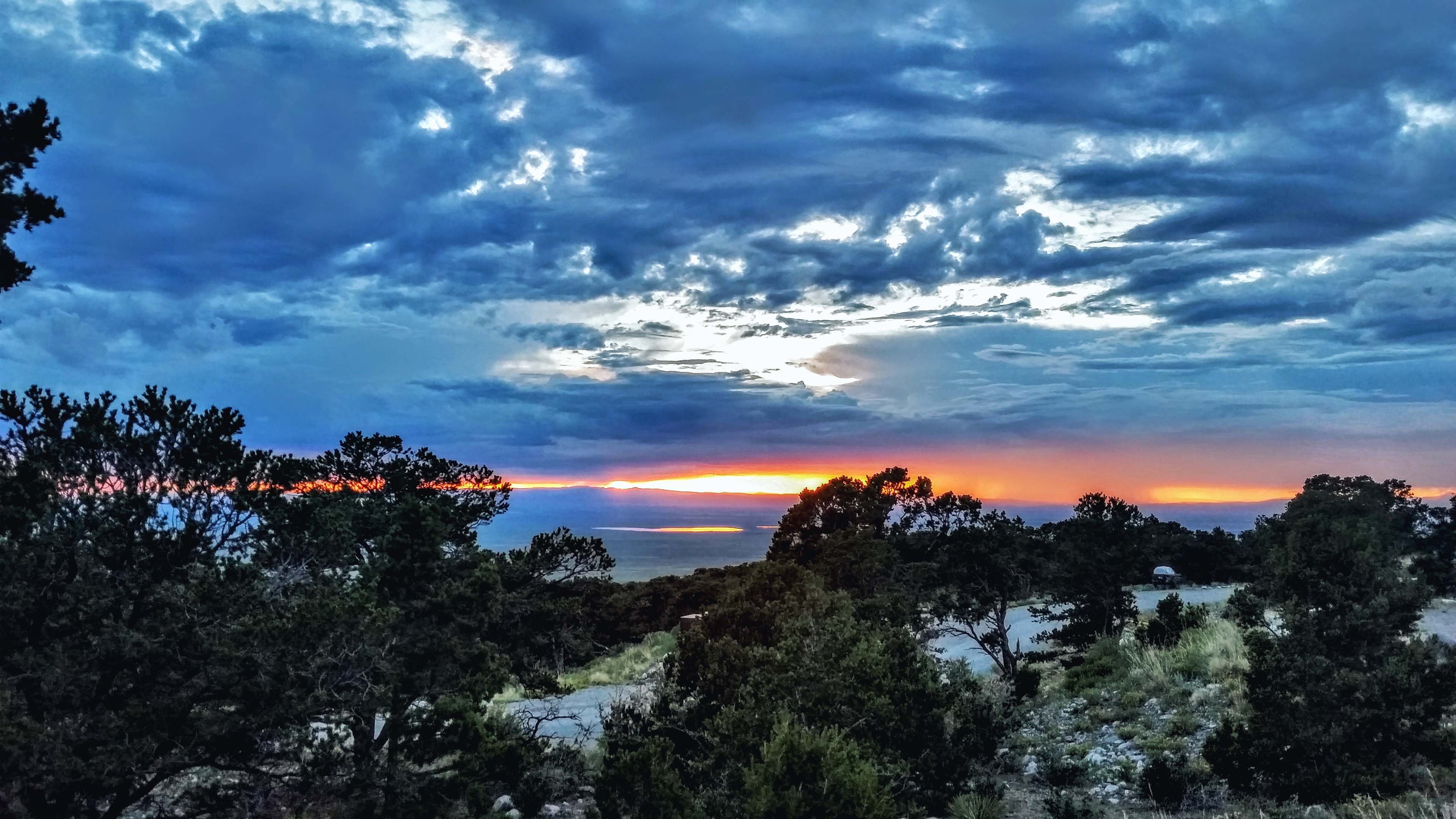 View of the sunset and the coming storm from our awesome campsite!