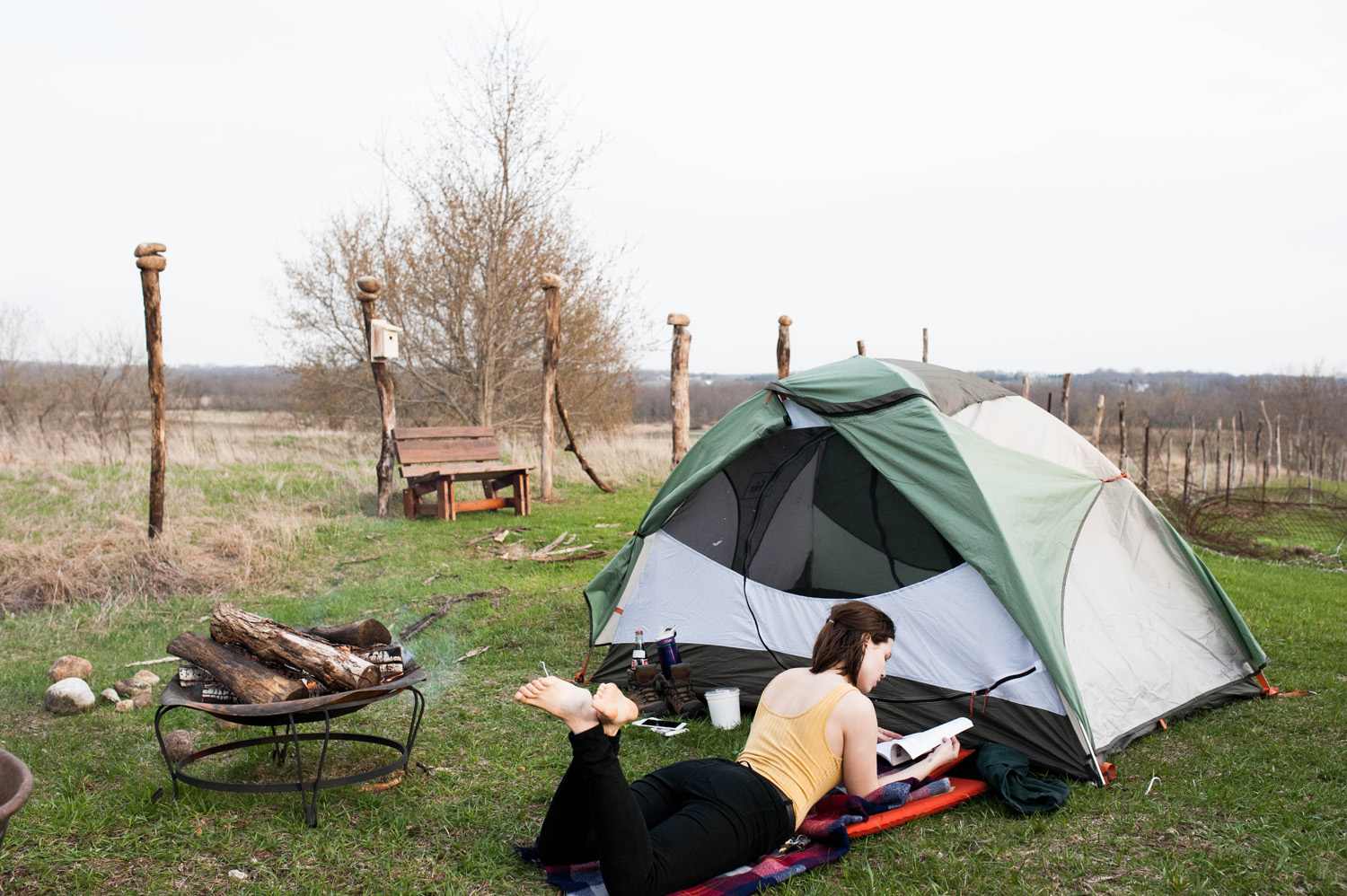Relaxing at camp.