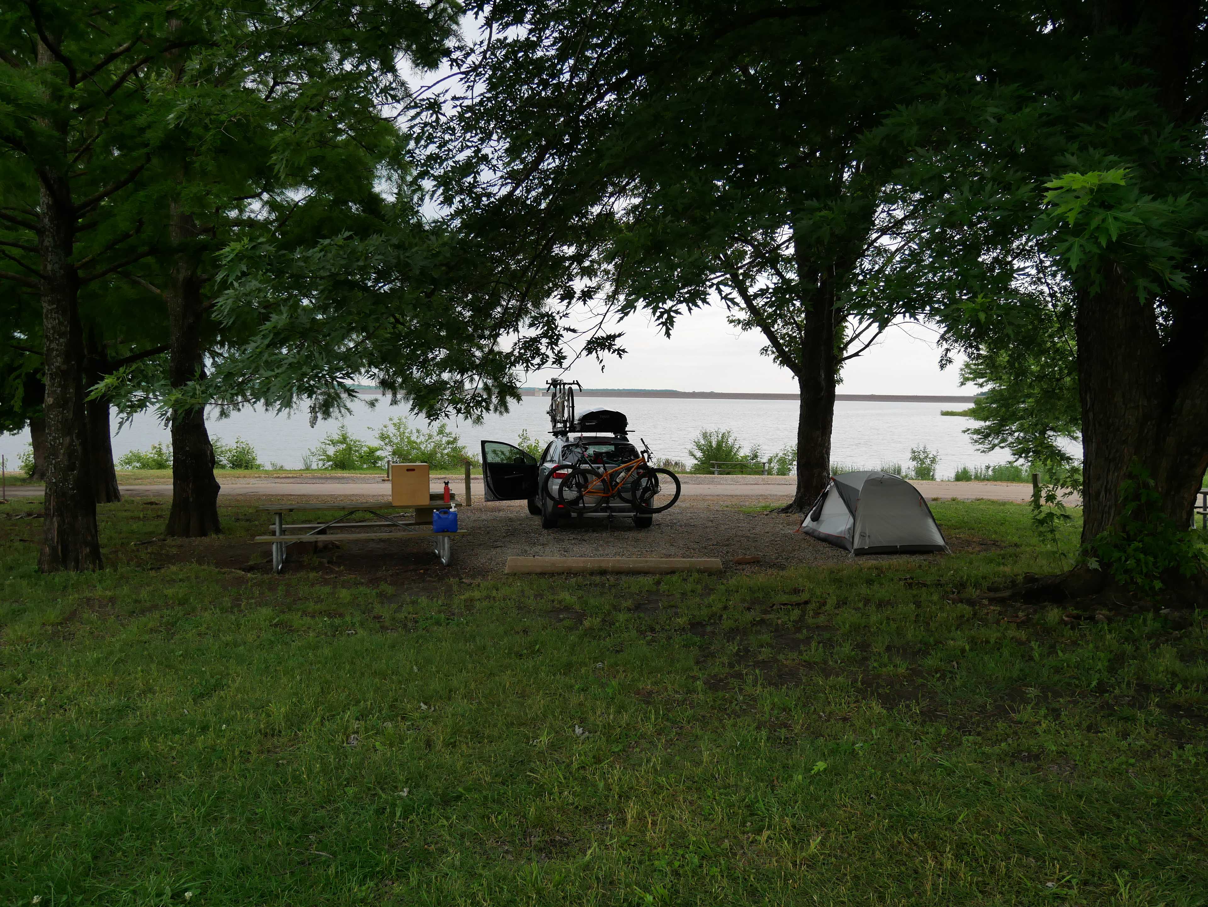 Our tent campsite by the water. 