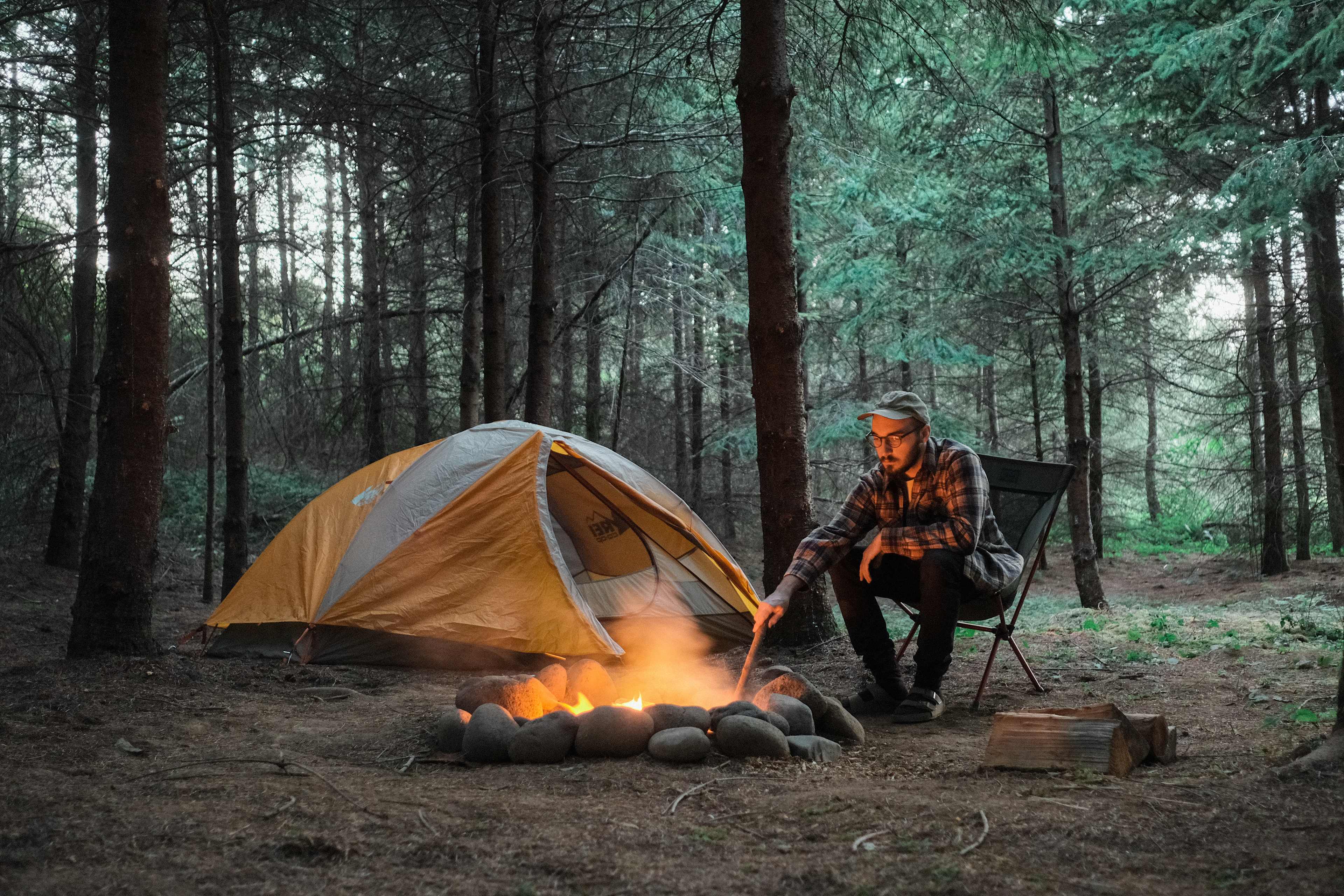 Starting the campfire for dinner. 