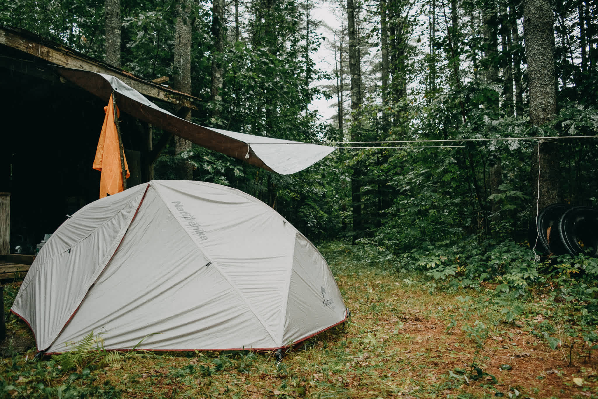 One of the available camping sites. It was raining the day I arrived, so having a shed close to my tent was an excellent addition. 
