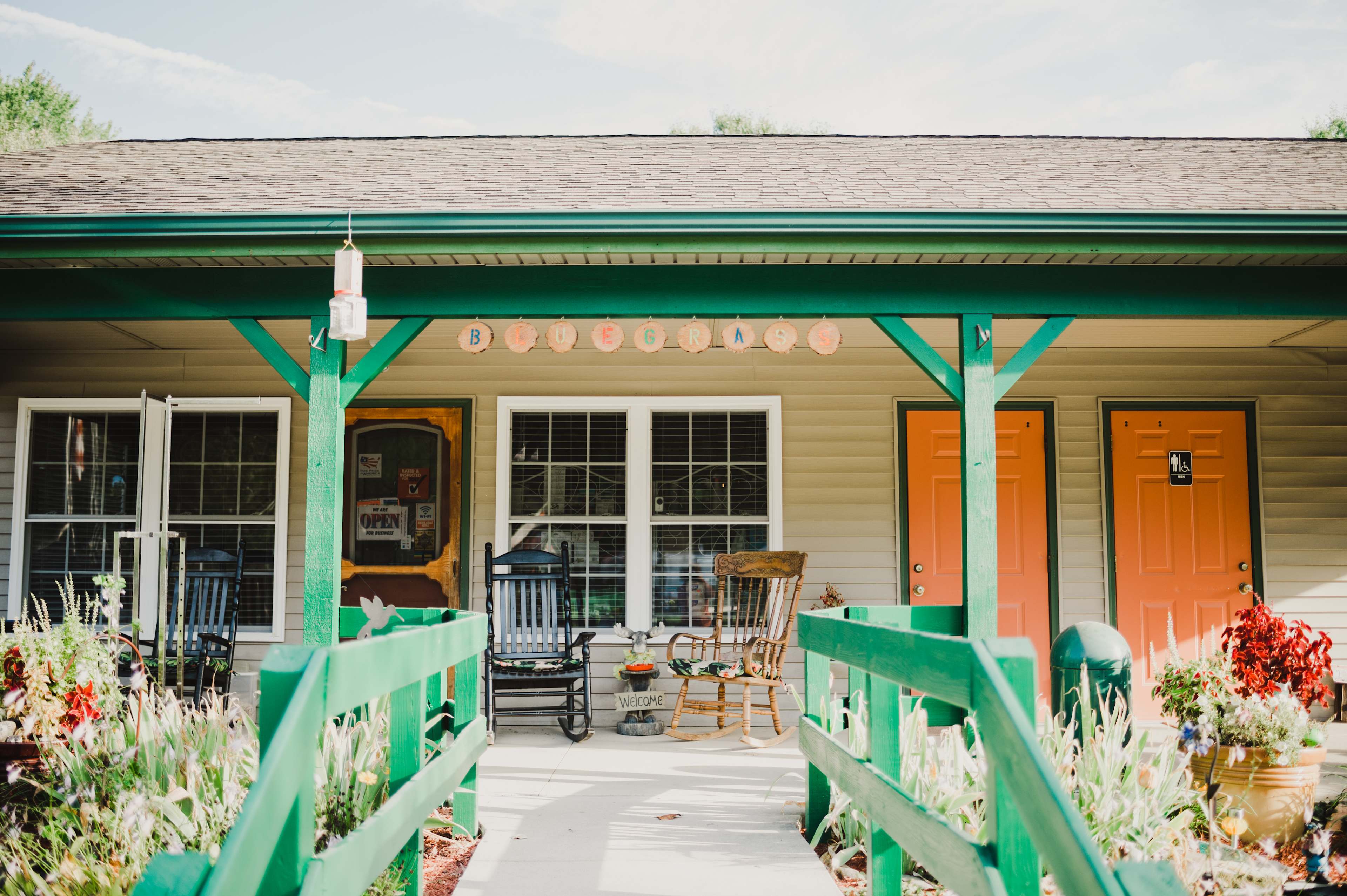 The bathrooms are just a minute walk from camp! And so clean!