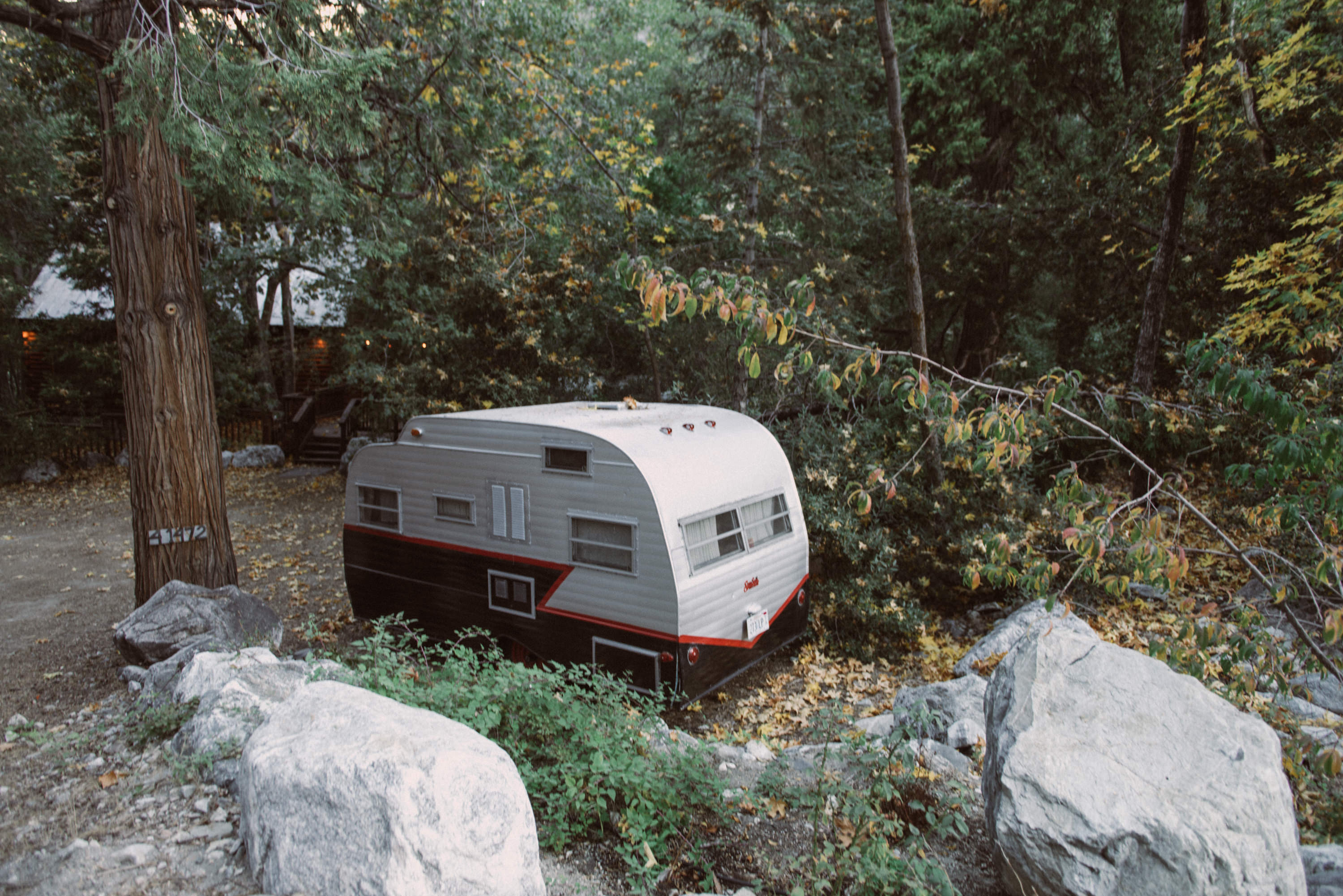 As you're coming in, you can see the trailer tucked into a nook - very private