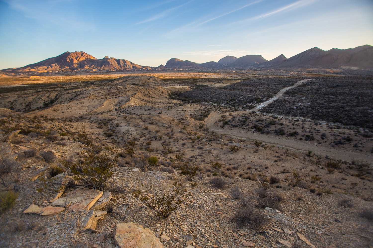 Amazing view of the distant mountains from our elevated campsite.