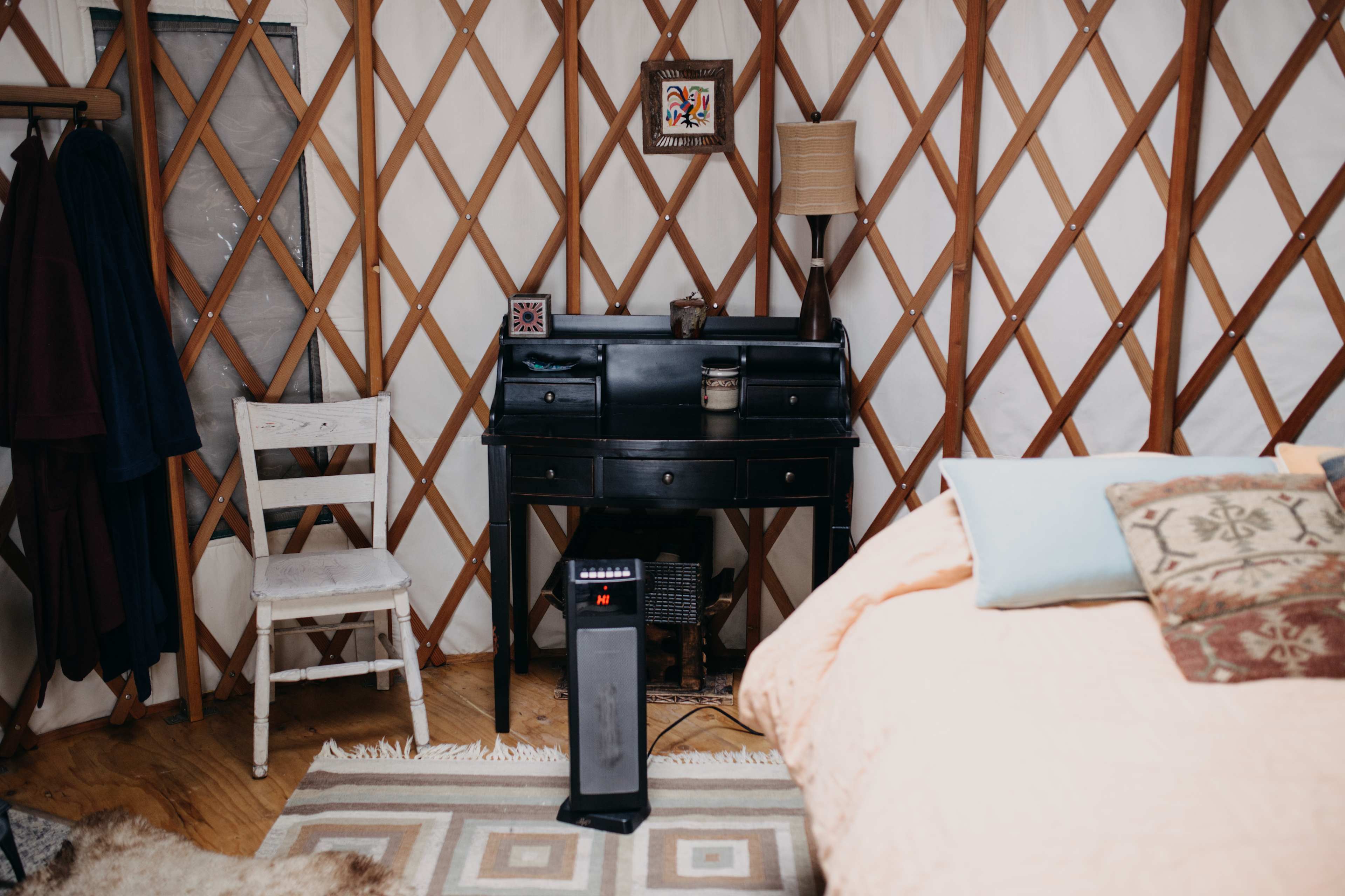 They provide a heater just in case! But the fire was perfect for the small space. 