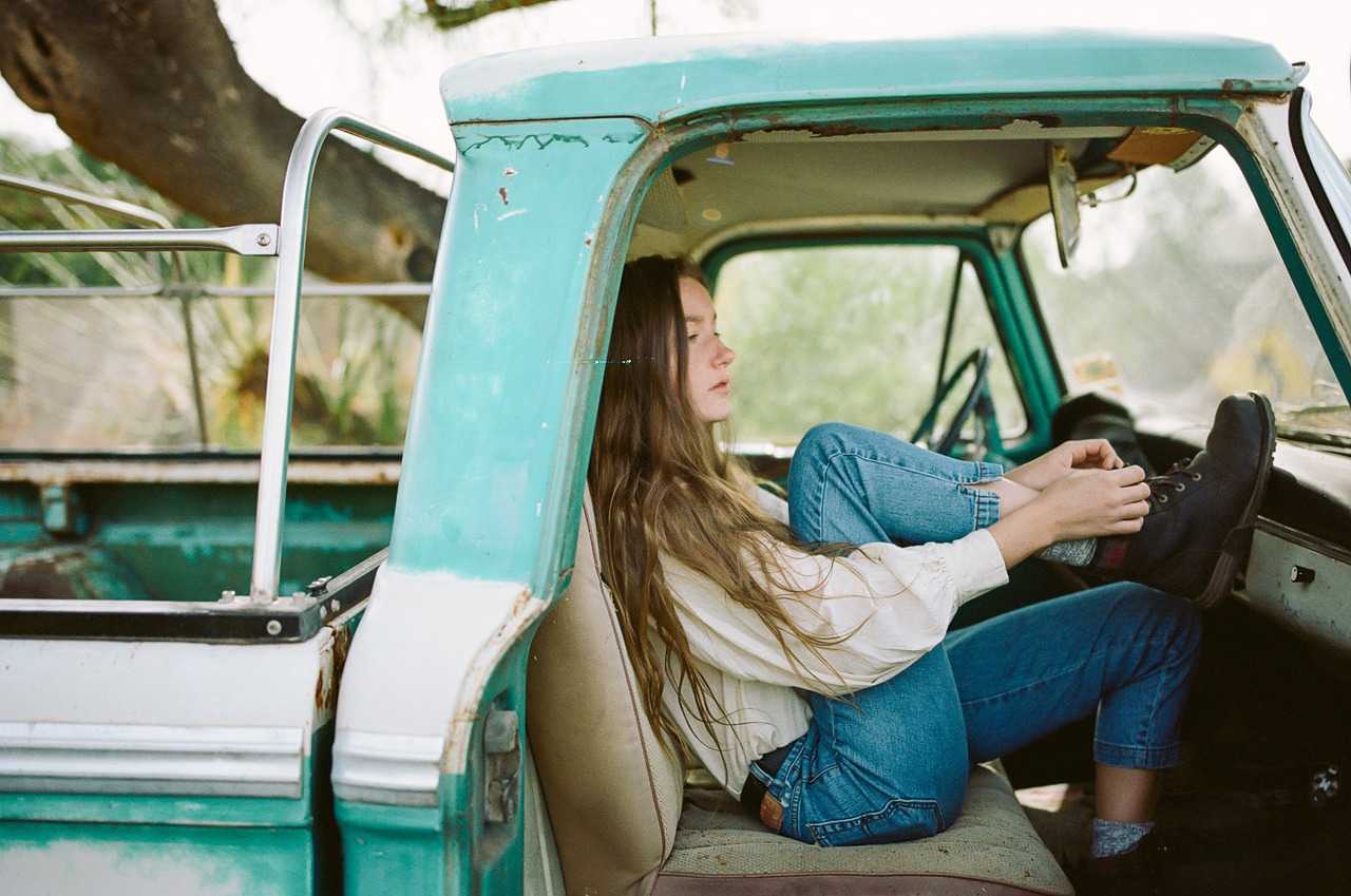 Chillin' in the backcountry in an old ford truck.