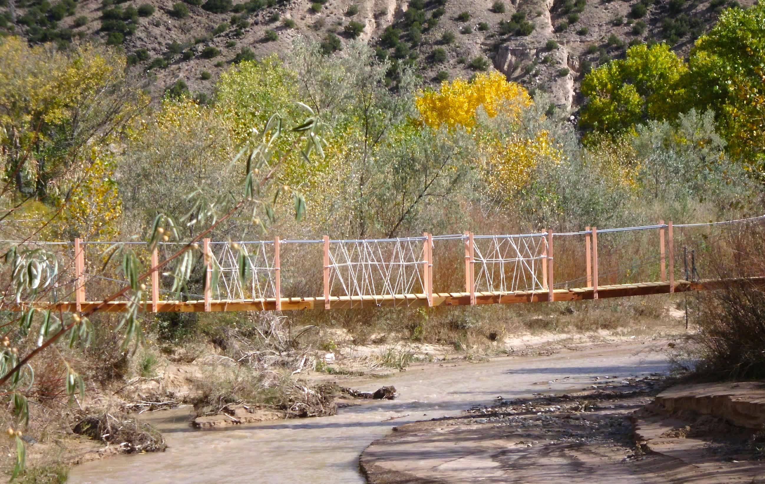 The Ojo Suspension bridge spans 64 feet!
