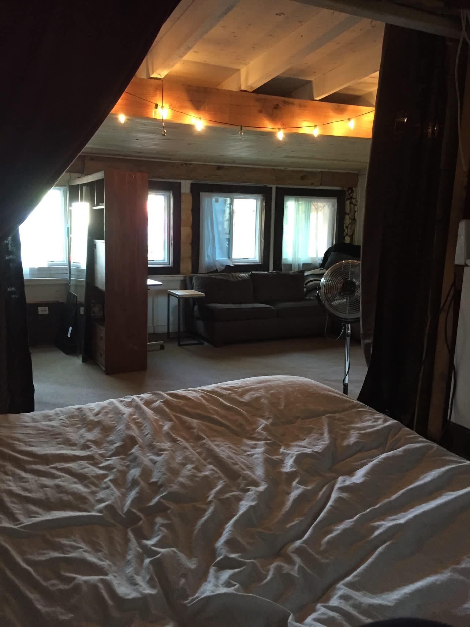 Linens included.  Bed will be made with fresh white linens when you arrive.
