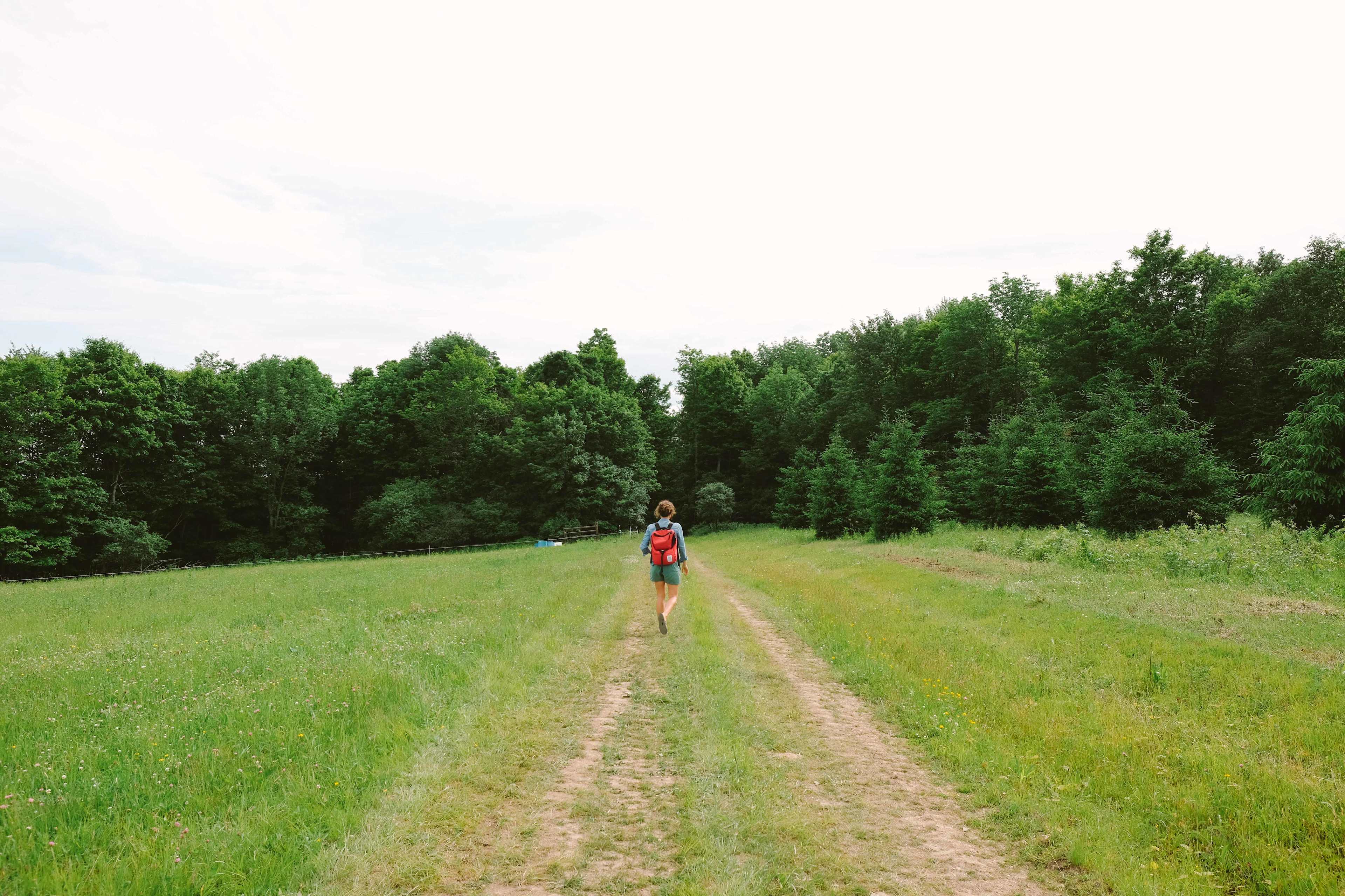 Taking a walk to see the property. 