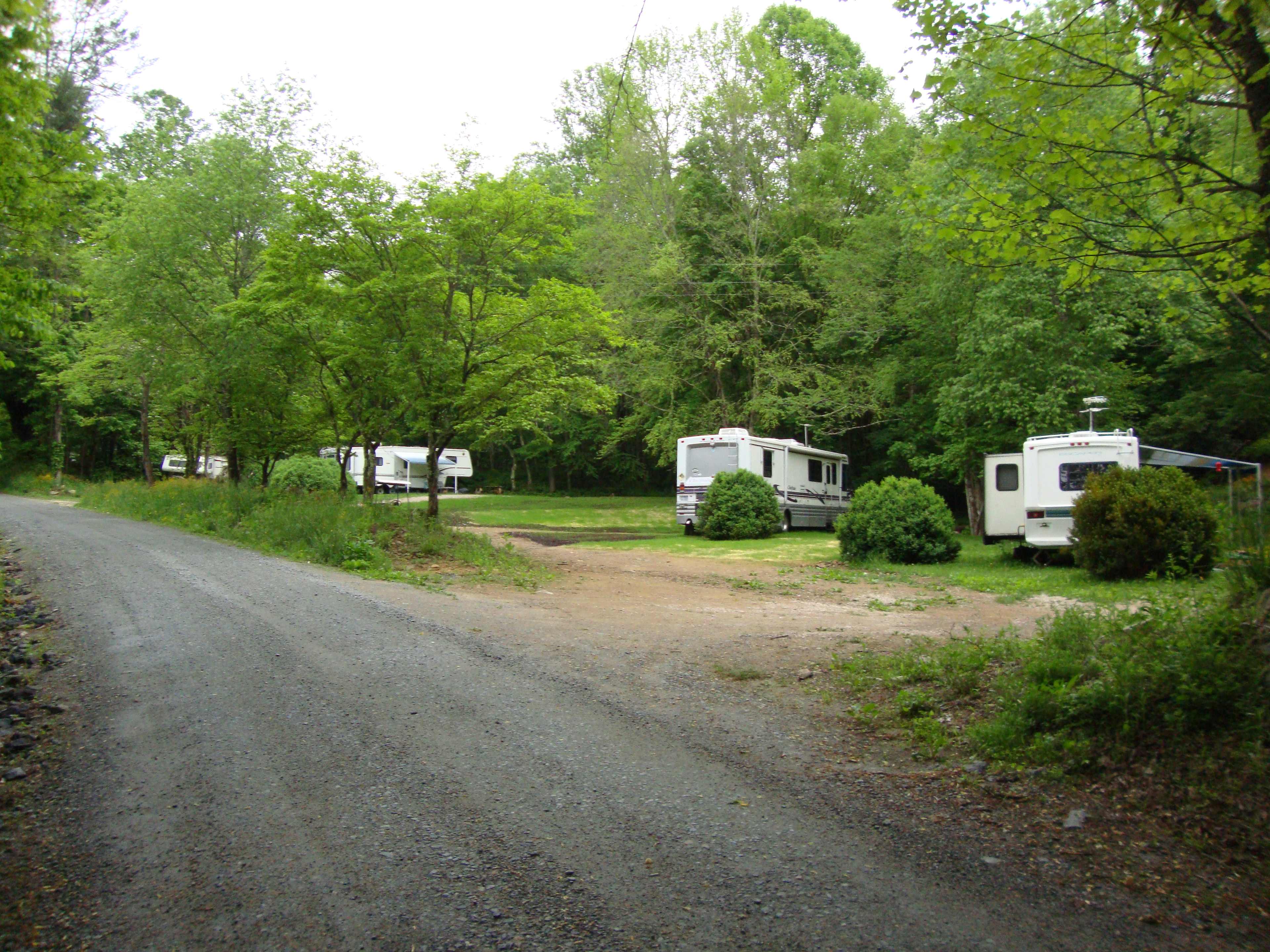From the main road at the lower entrance, the motor coach "near the middle" is on site #1.