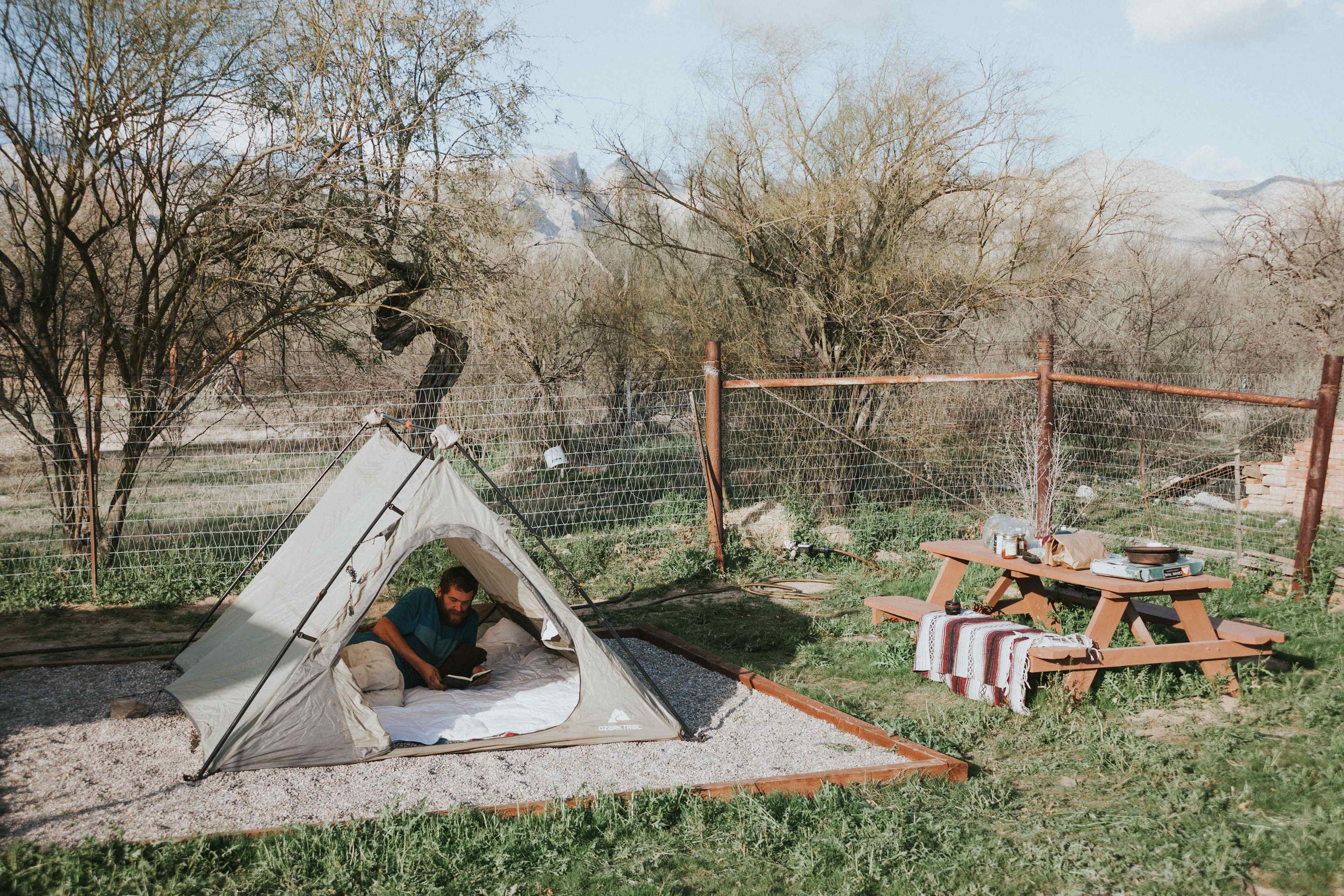 Camp site - tent area + picnic table