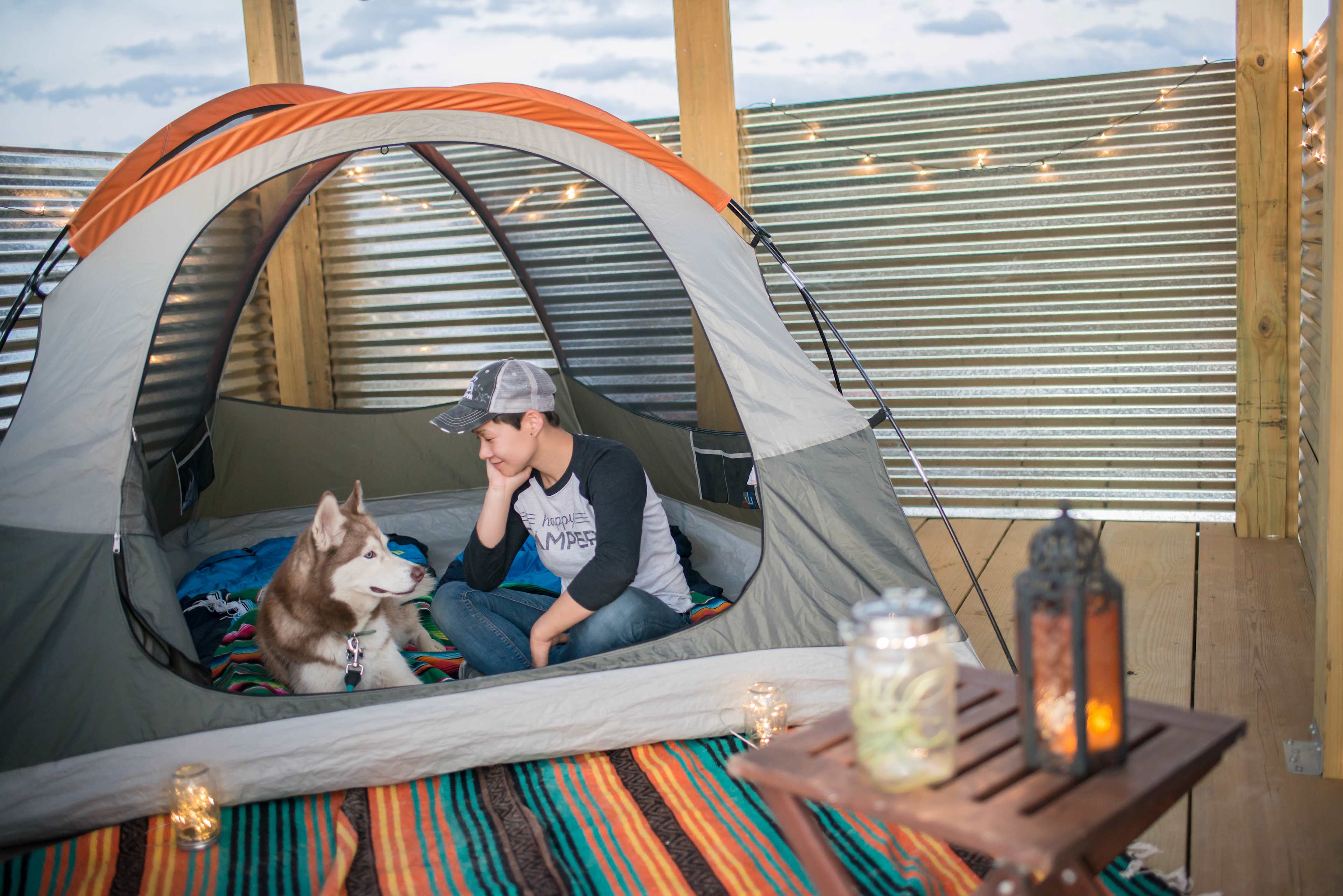 The shelter makes for a cozy camping place
