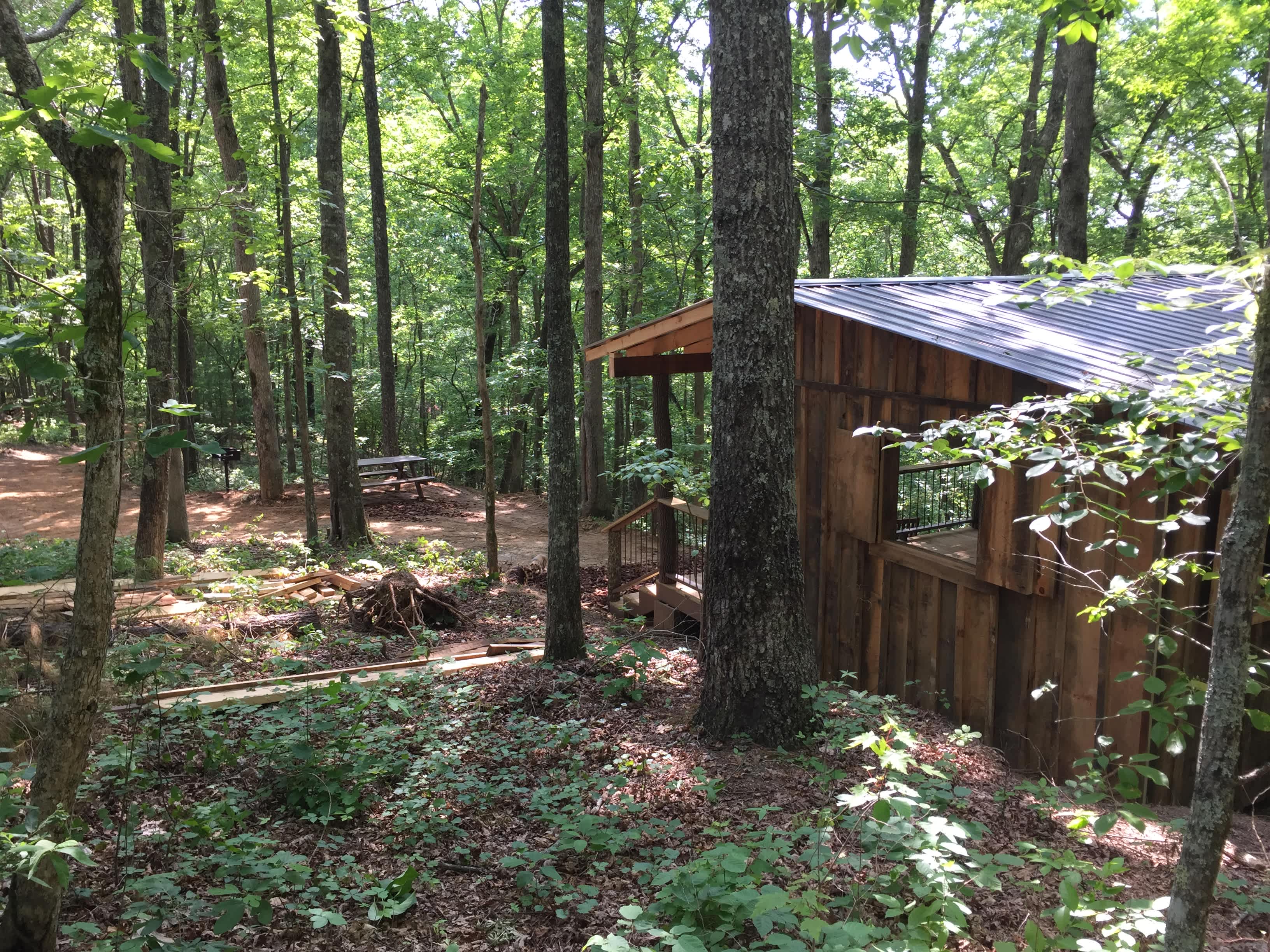 Shelter nestled in the land