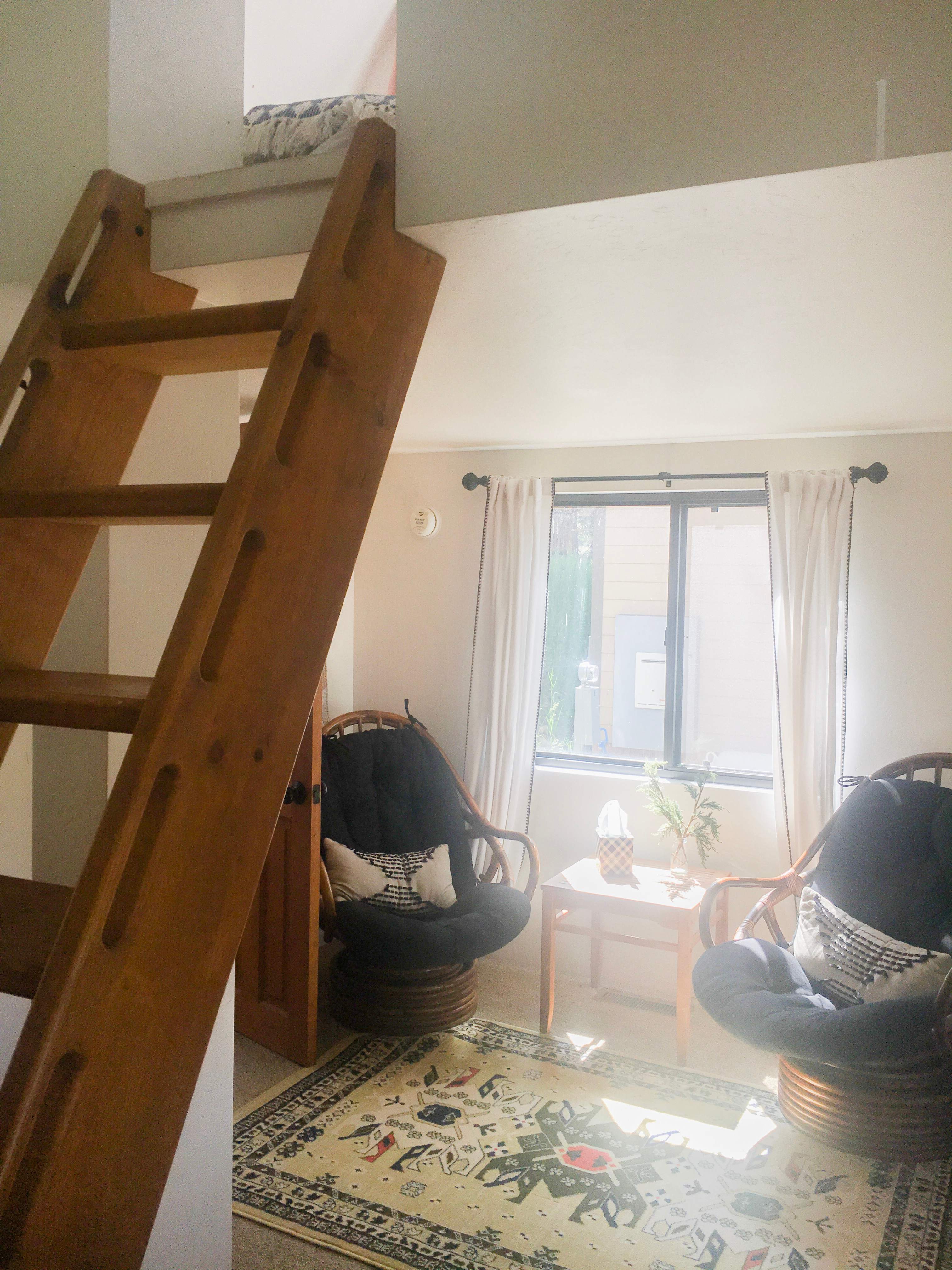 Queen bed is located in the loft - must be able to climb the ladder up.