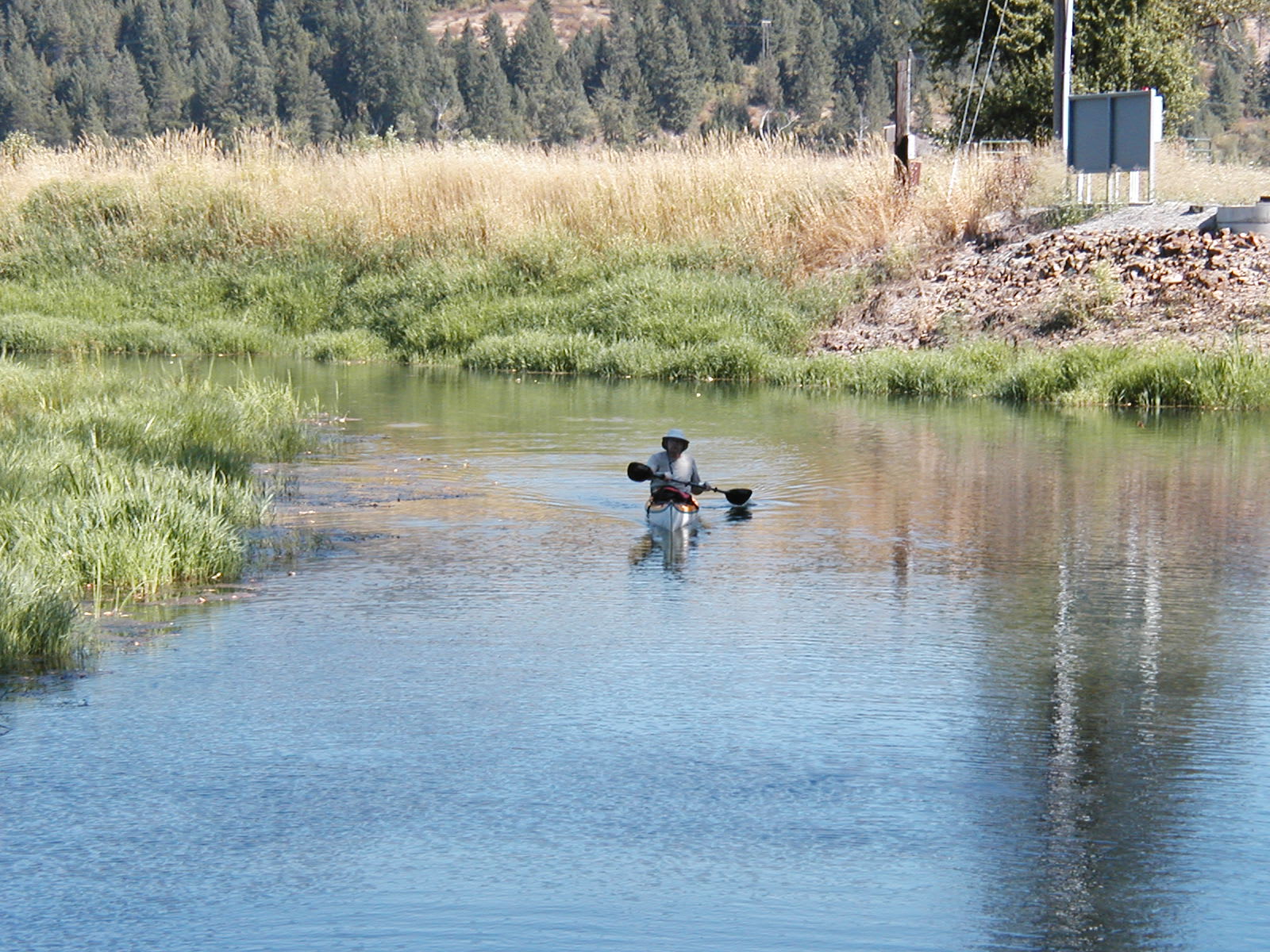 Kayak in our East field wetland channel. Great opportunity to view waterfowl.