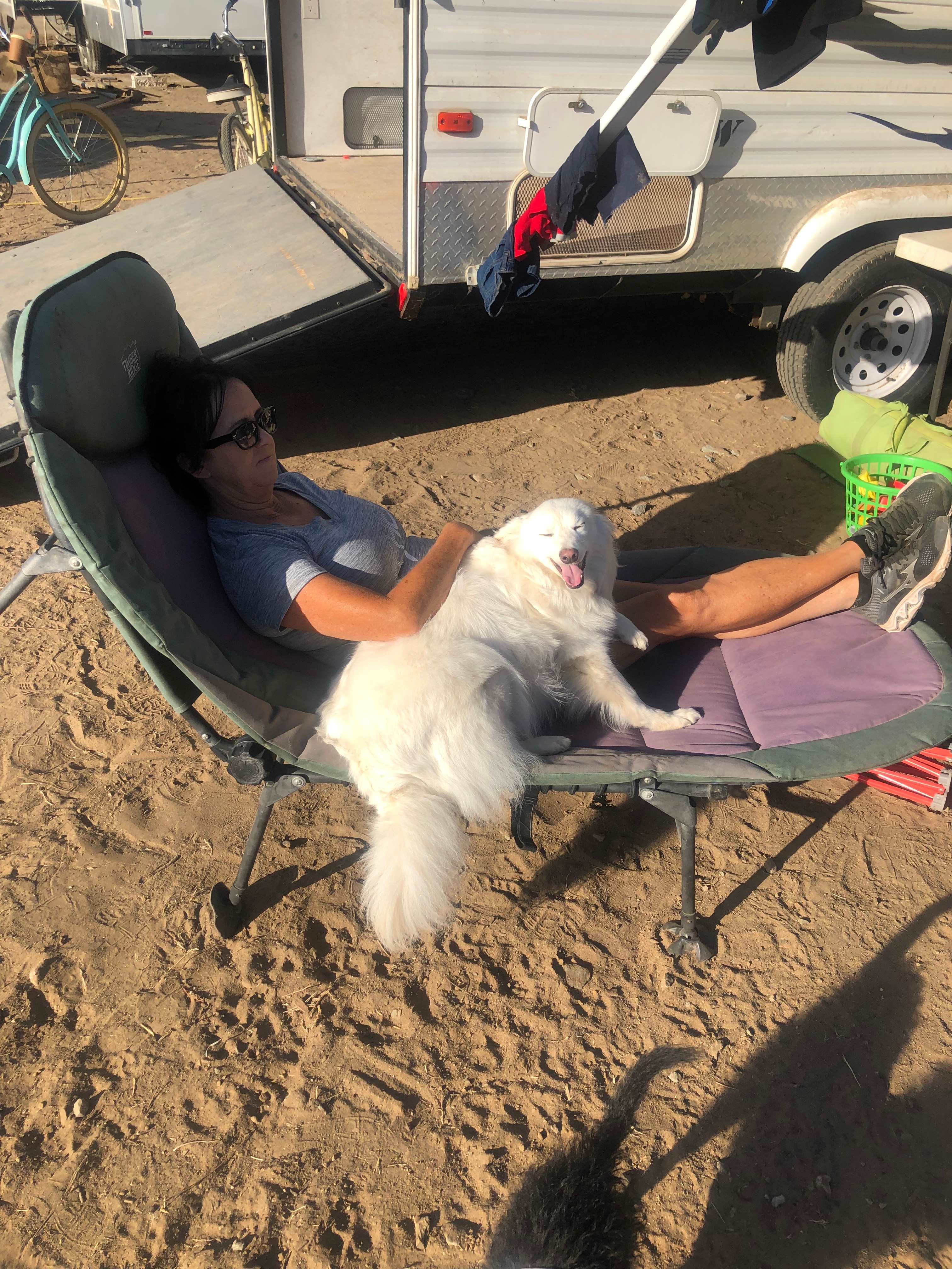 Foxy loves to hug the campers 