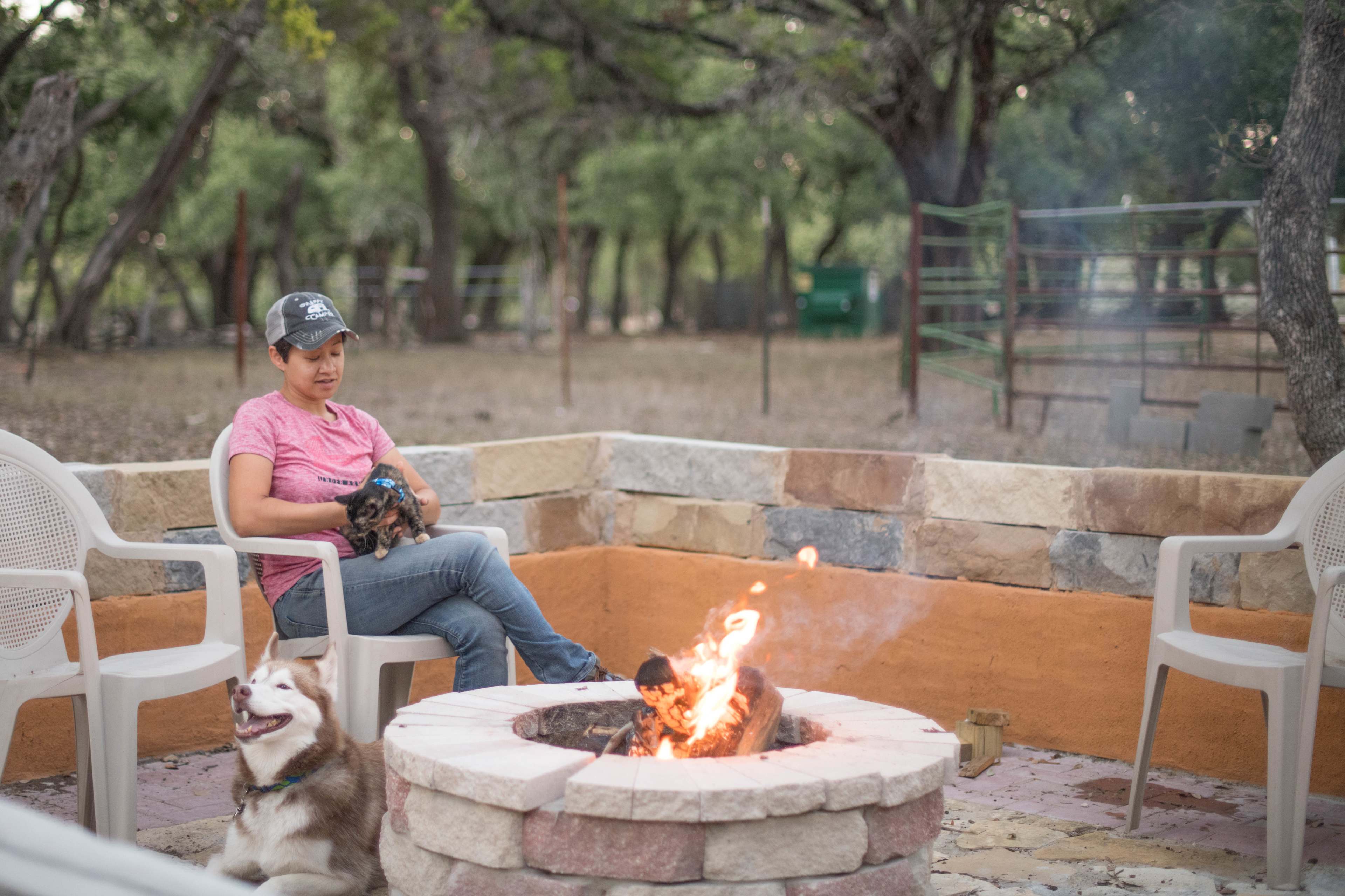 The communal fireplace is incredibly built and perfect for evening bonfires!