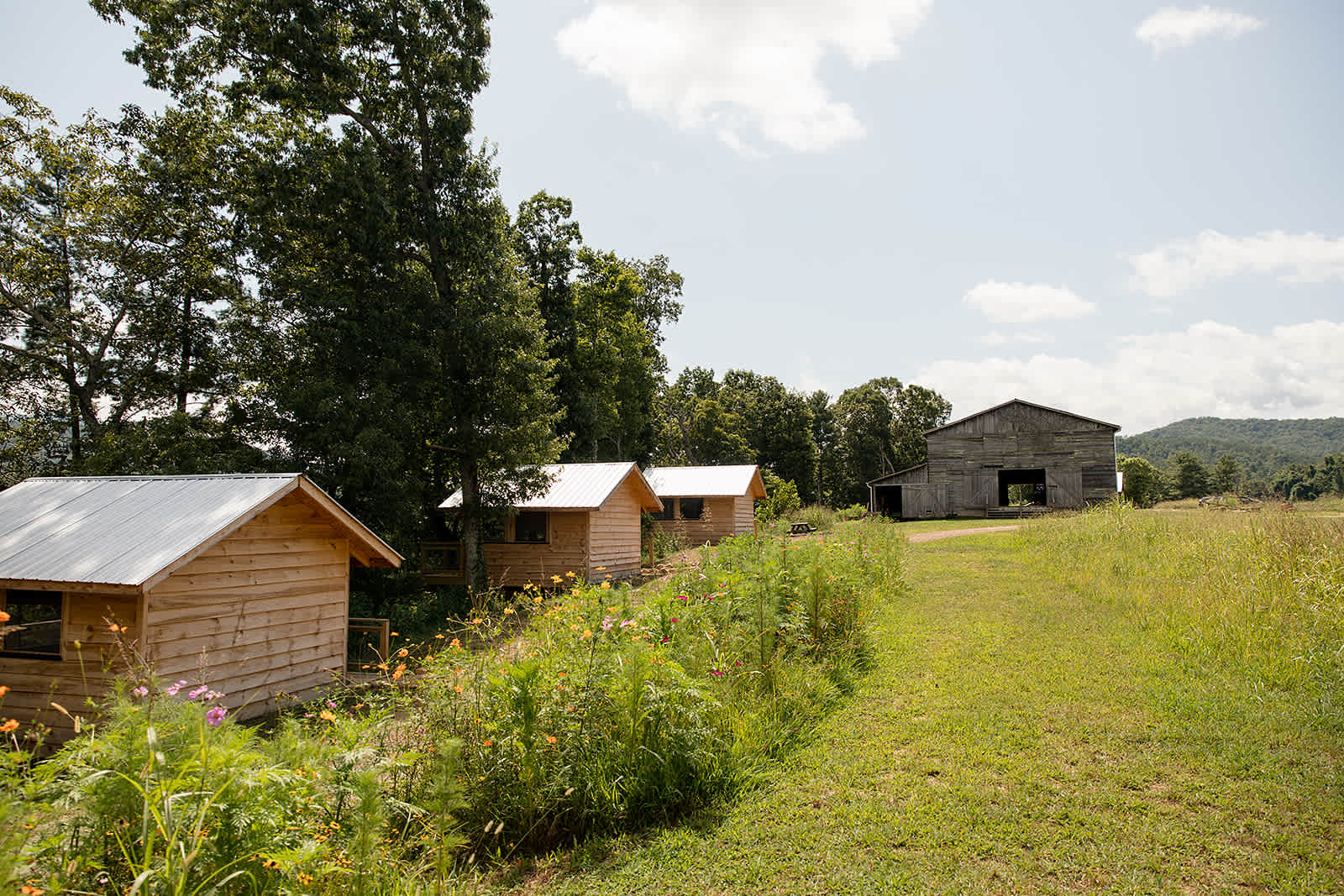 The community barn from the cabins. 