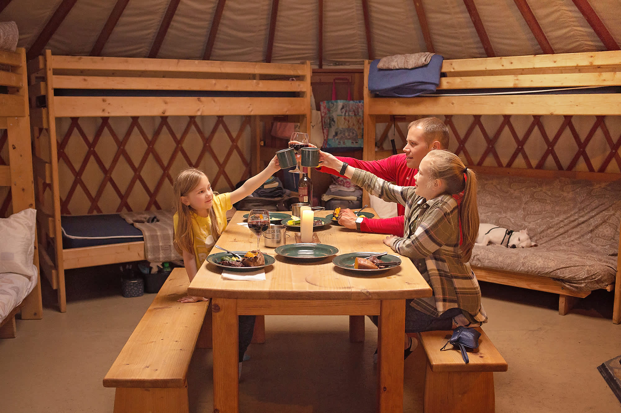 So much fun sharing a gourmet meal in a yurt with friends and family