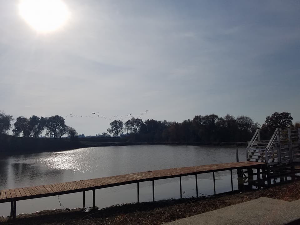 The lake in the winter, in drier years the lake water levels drop in the winter (November to March), but there is always water in the lake.