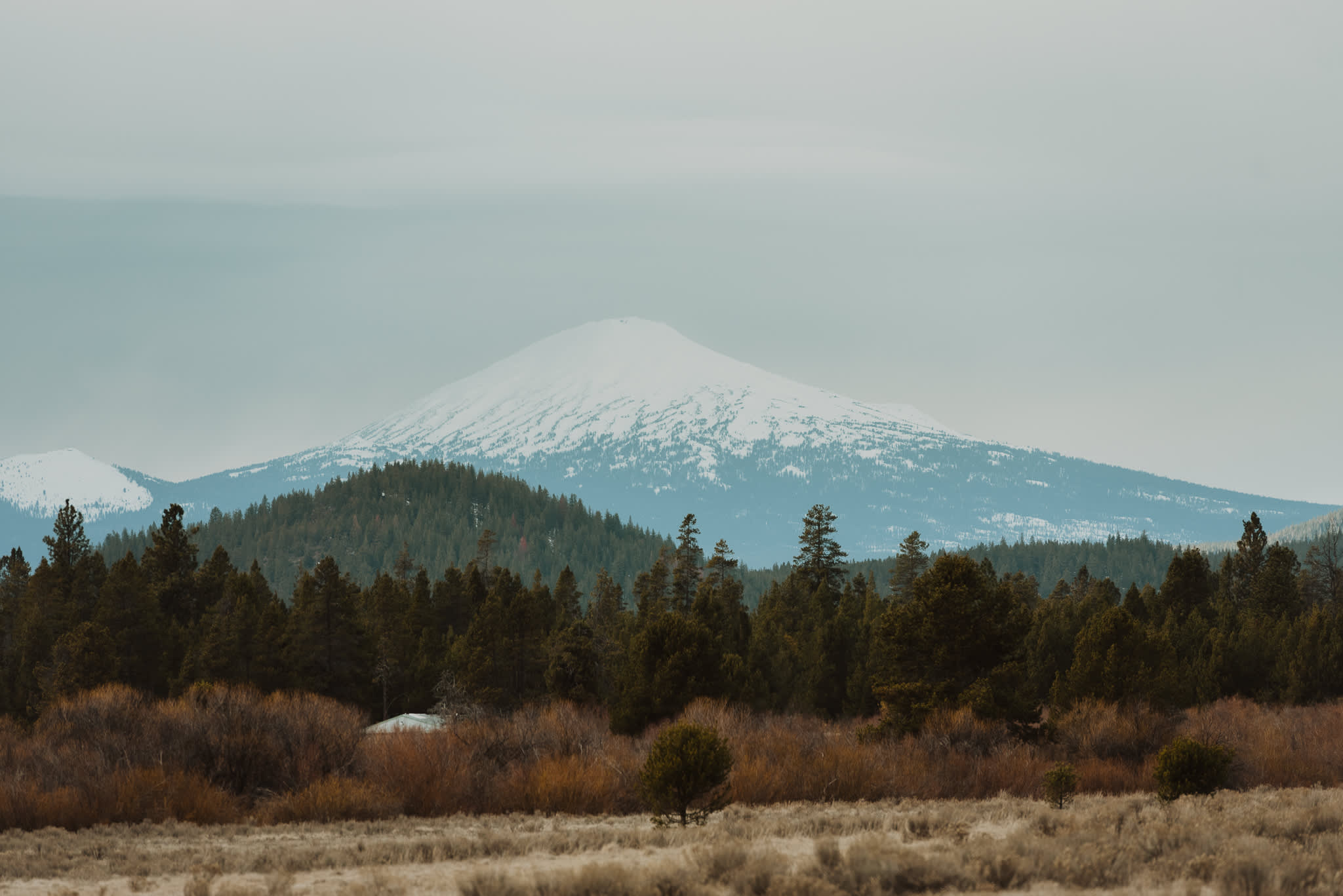 About a five minute drive from a beautiful view of Mt. Bachelor.