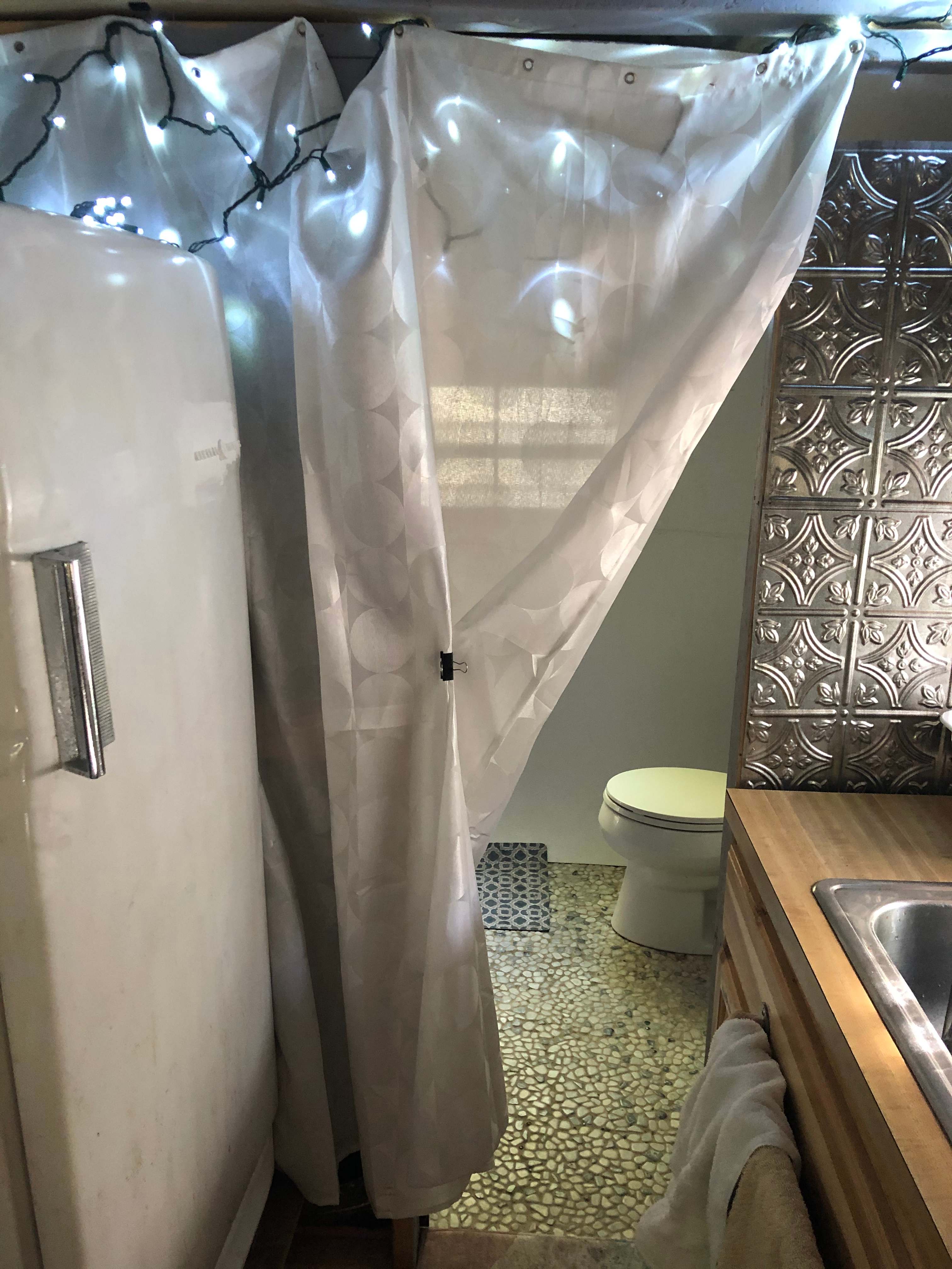 Looking into the bathroom from the kitchenette. 