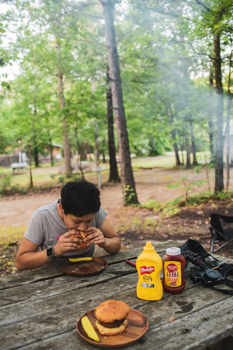 Nothing like burgers fresh from the campfire!