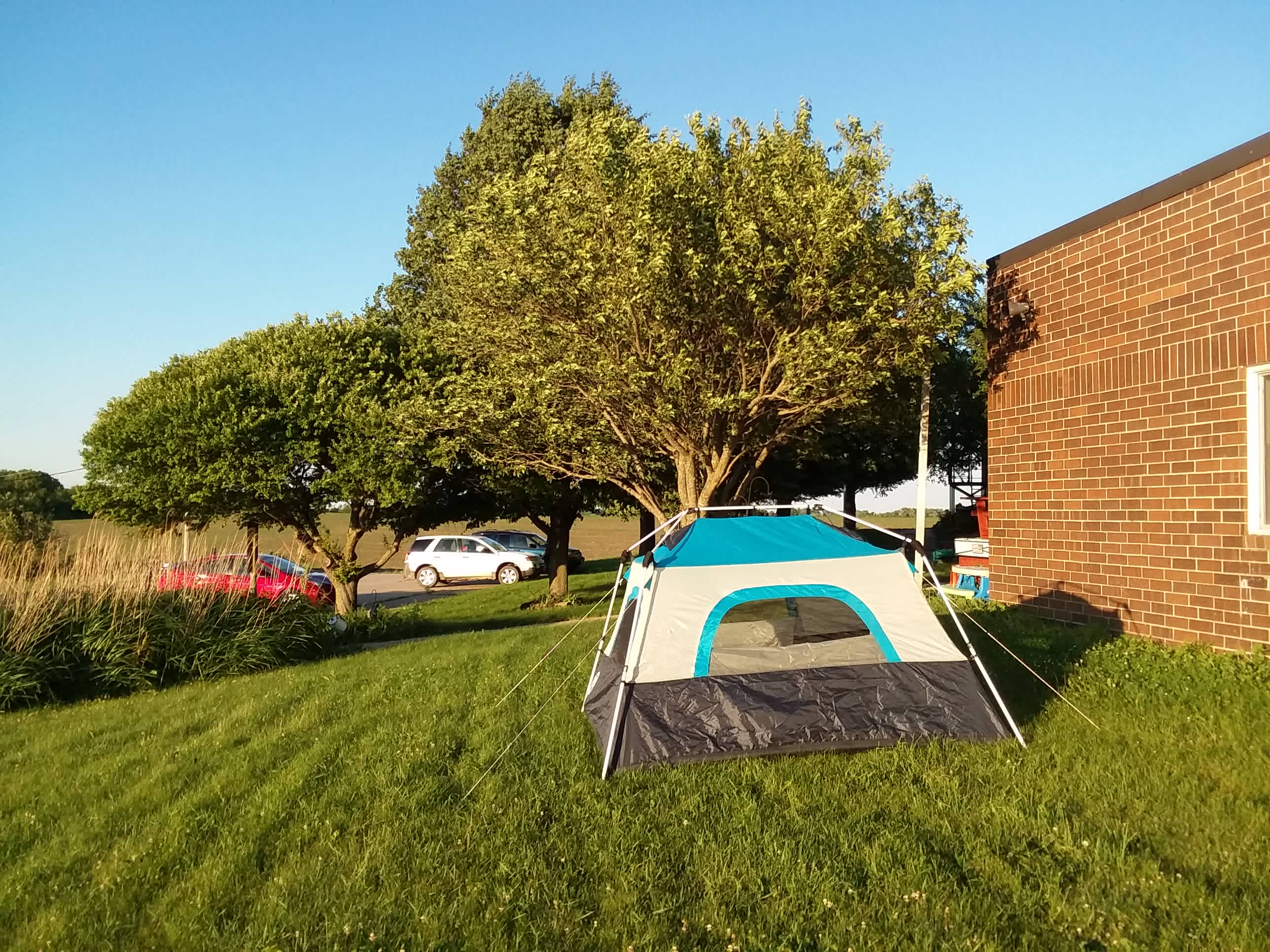 View from the other side - not as pretty, but you don't have to carry your stuff far at all! You can even leave most of it in the car!