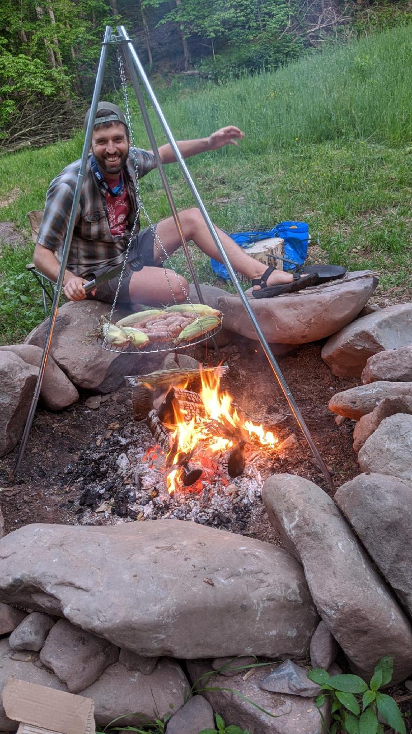 We brought this grill and it worked great. As you can see, fire pit is huge