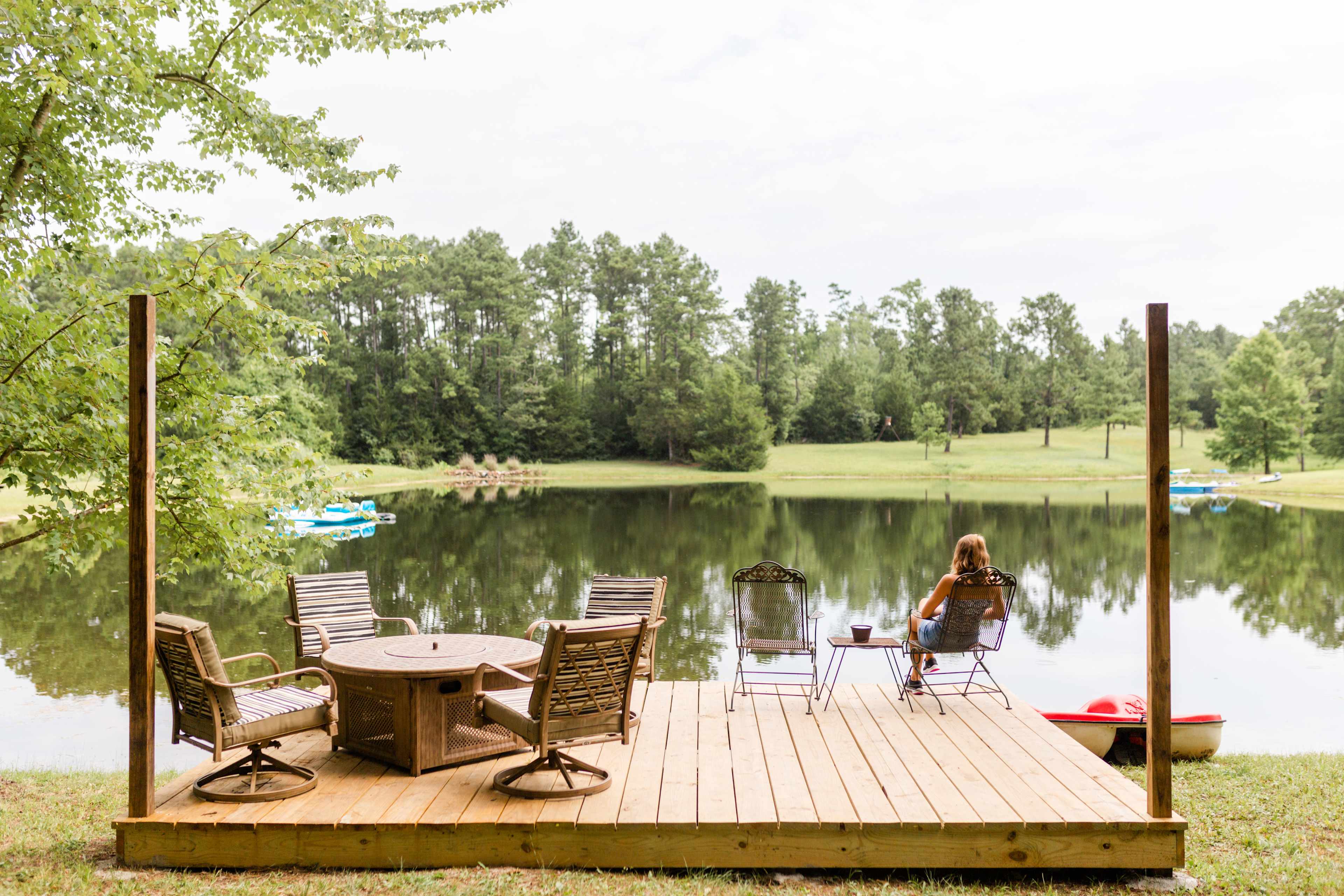 The dock/porch, with a beautiful view of the pond.