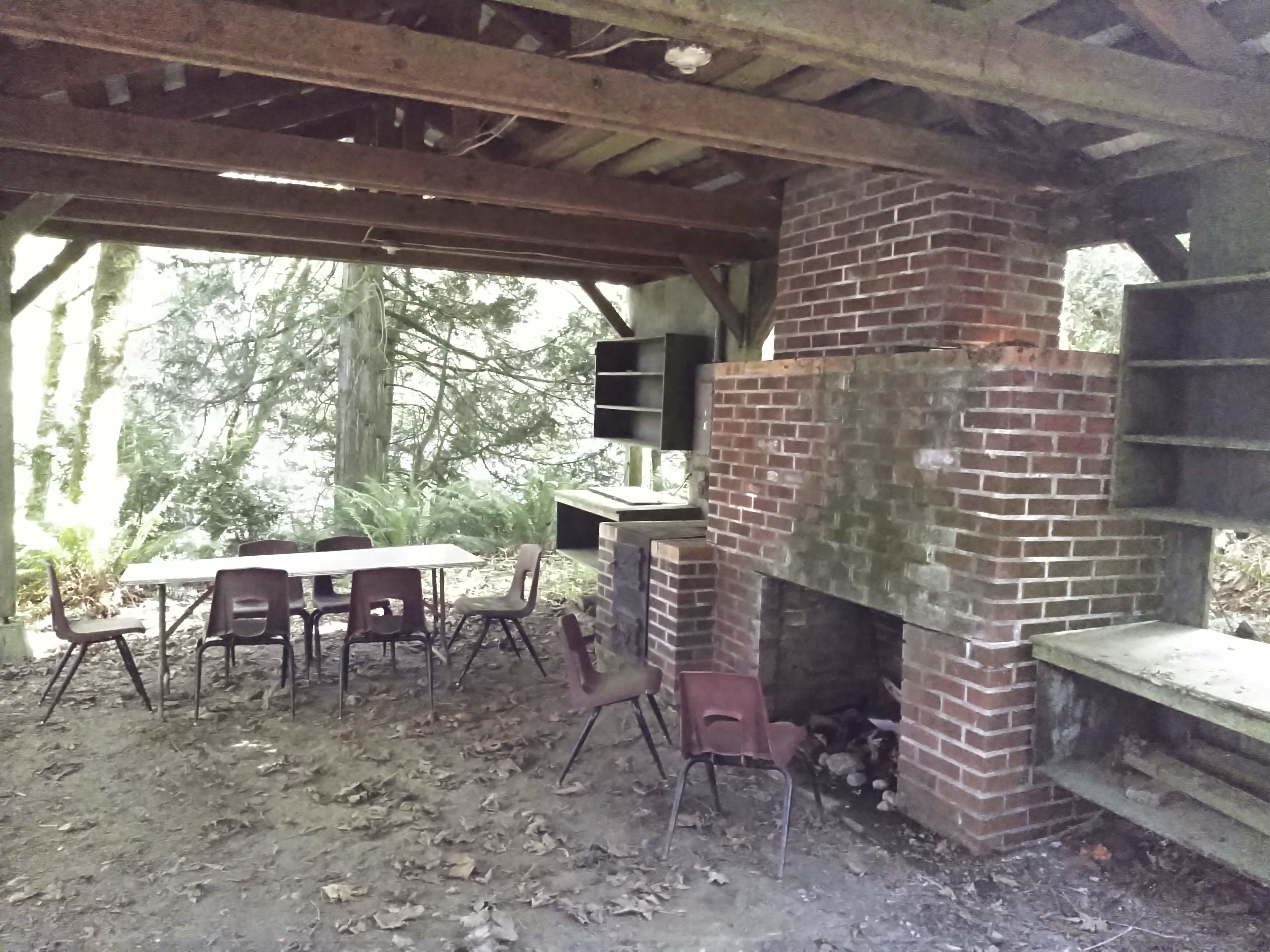 Inside of picnic shelter.