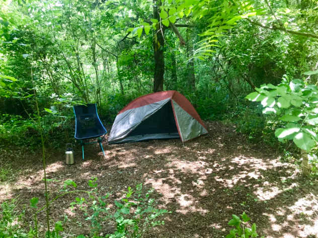 Camp spot on the trail a minute from your parking spot.