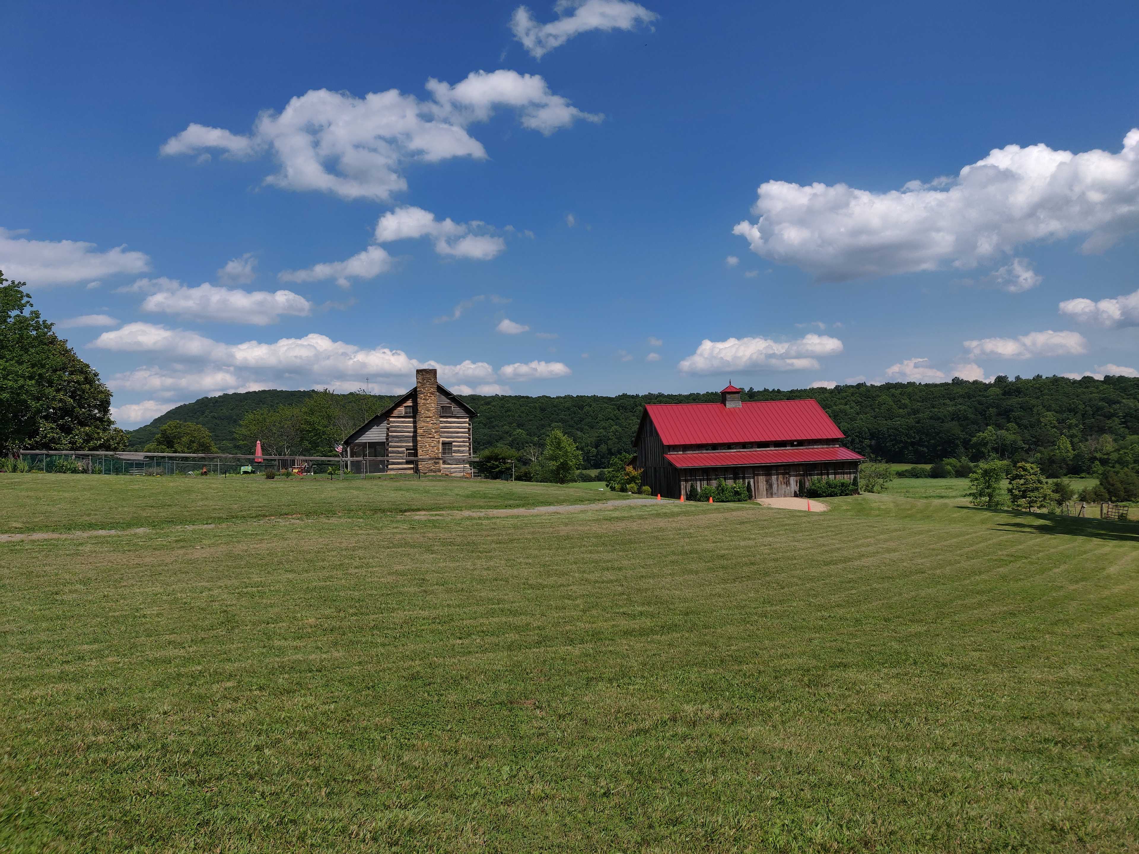 The cabin and barn