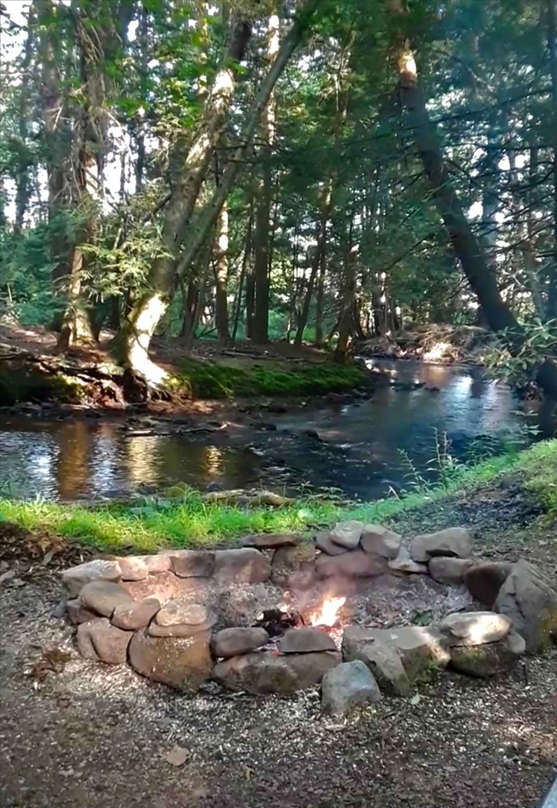 Starting a fire creekside