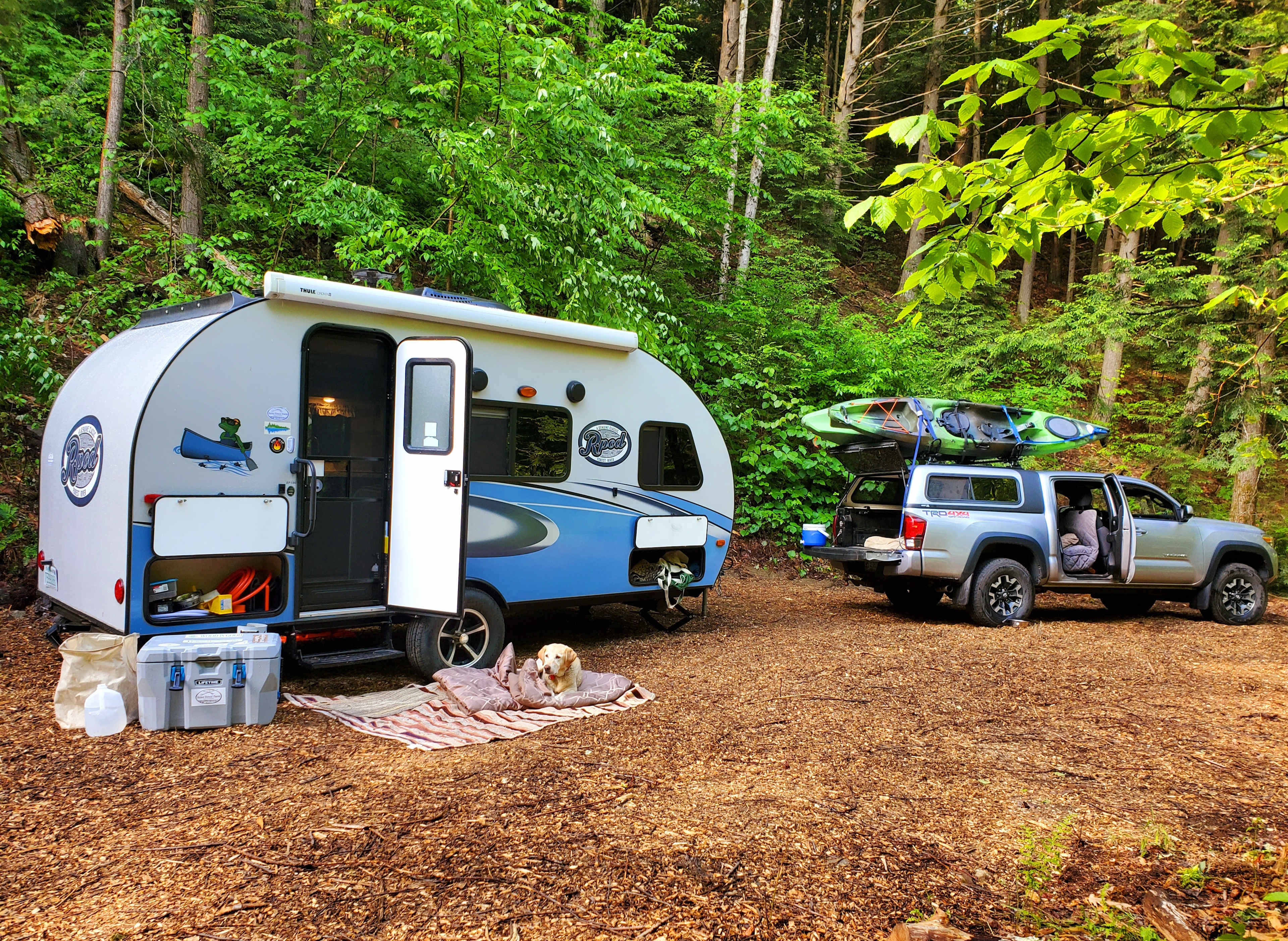 Small trailers are welcome too but you'll probably have to back in or out as there is not enough room to turn around. 