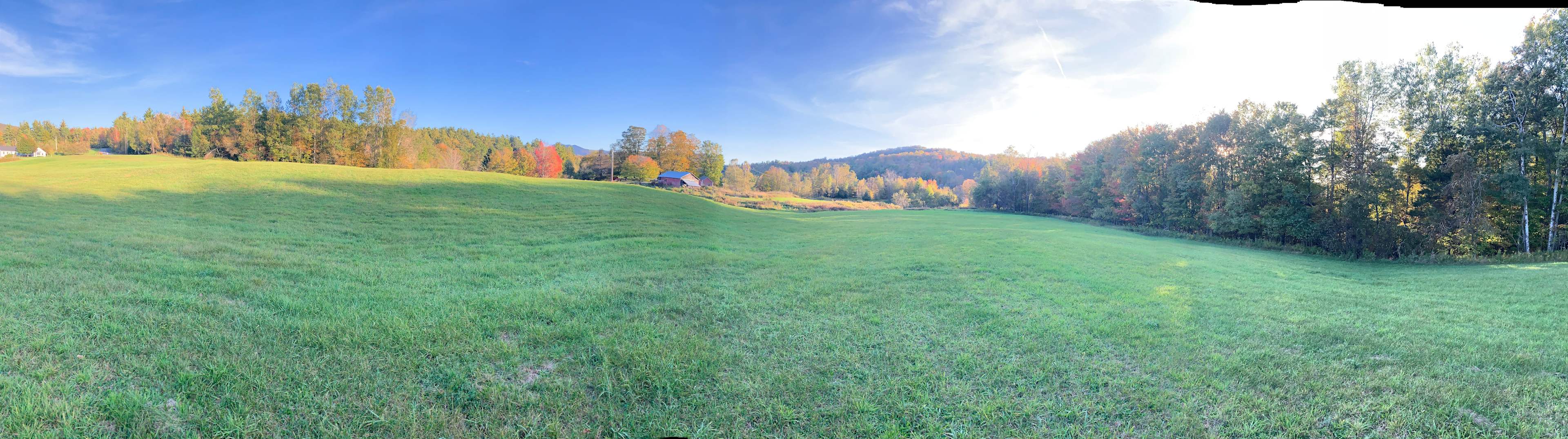 View over the north field from Hipcamp site