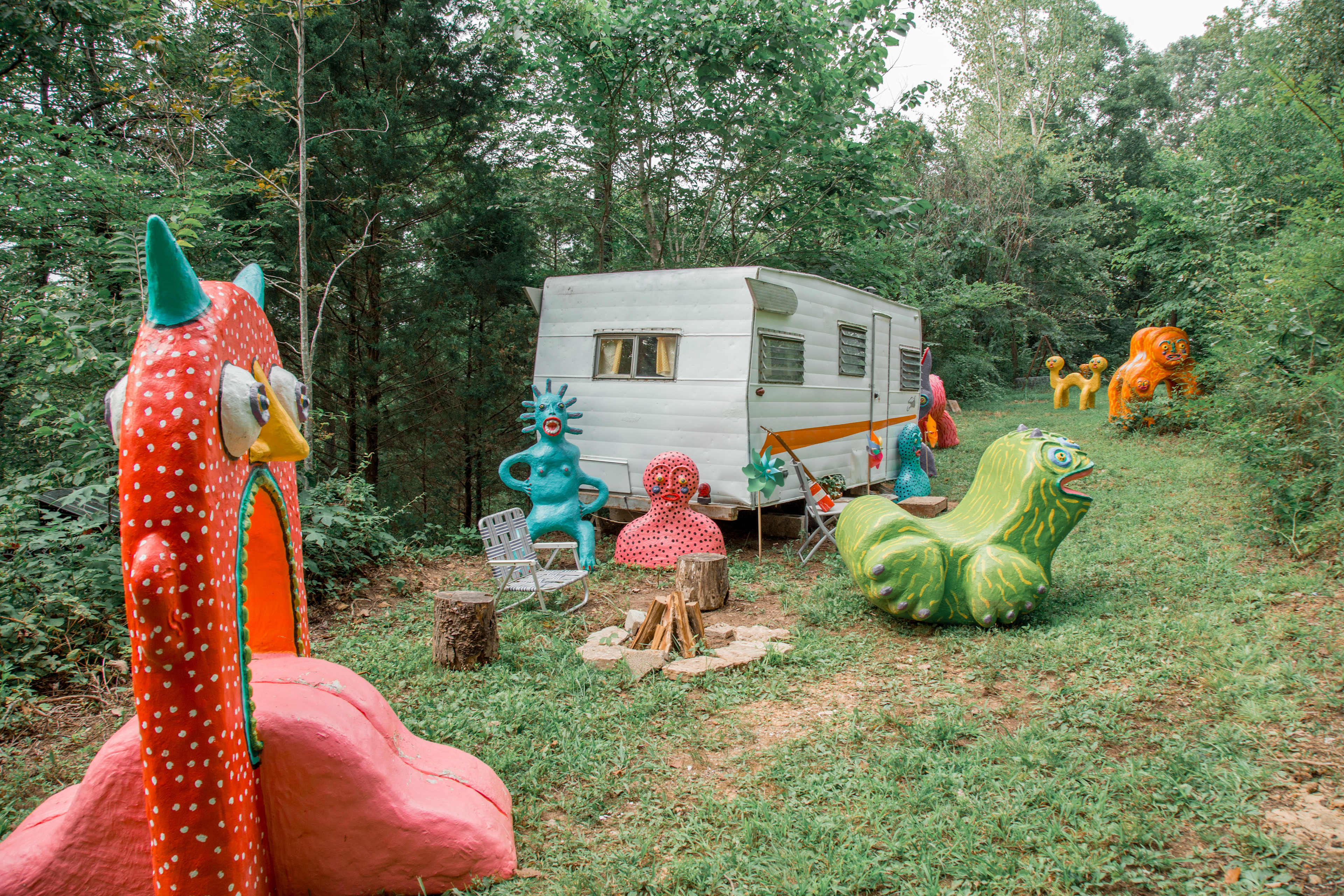Just a normal firepit hangout ;)  Have a seat on the big green slug rocking chair.