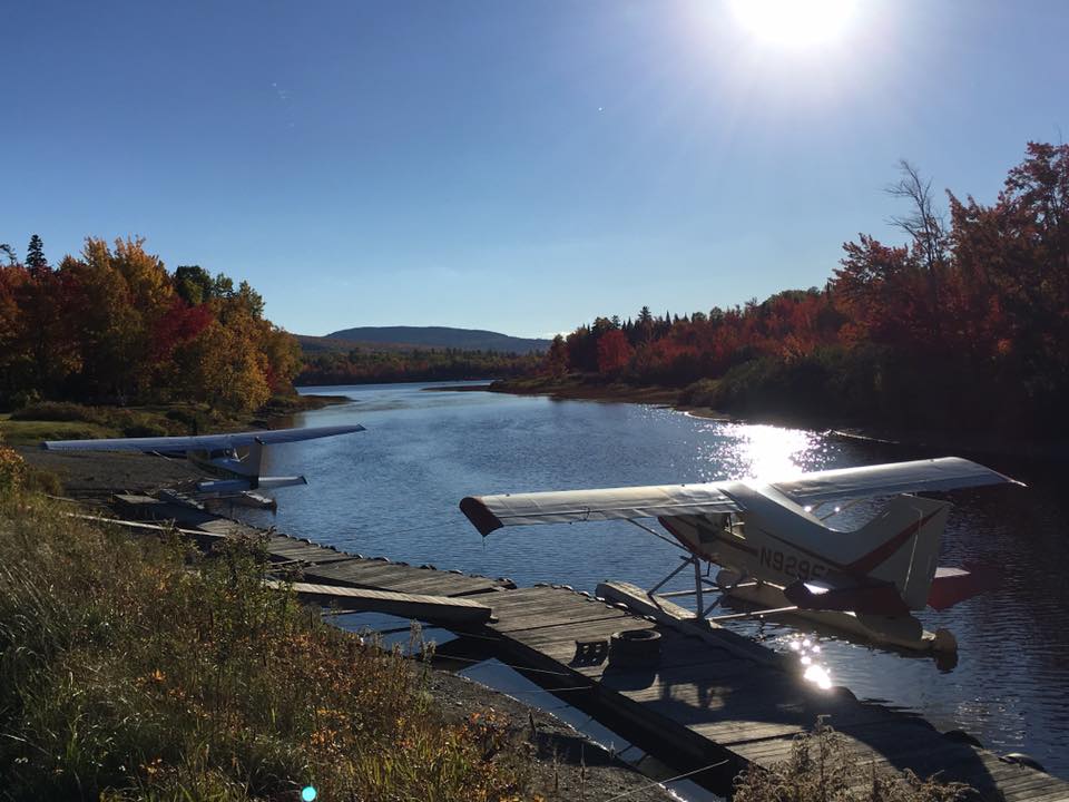 Seaplane dock at the mouth of the river leading to Big Wood Pond