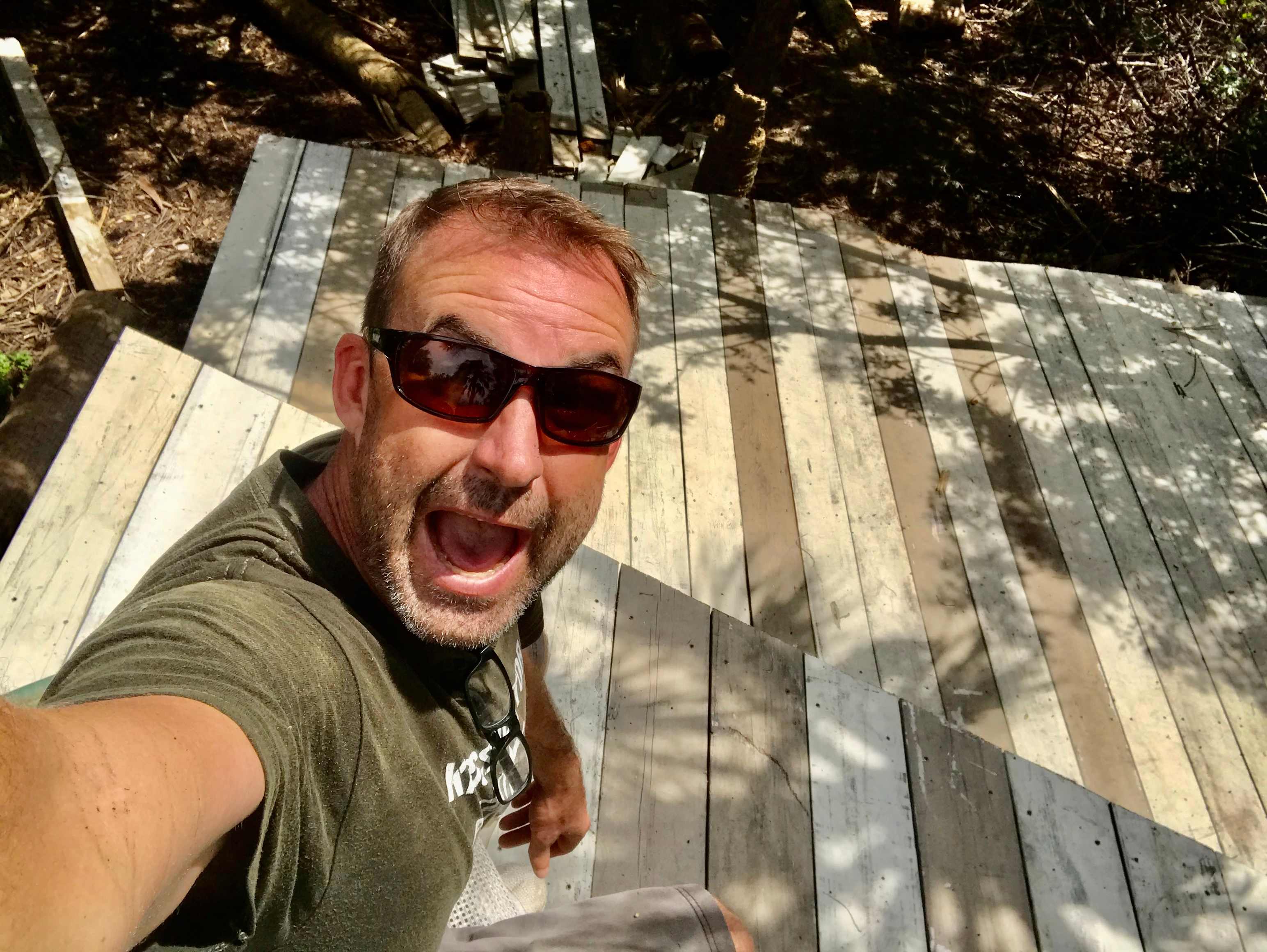 Having fun on the upper deck at campsite #1.