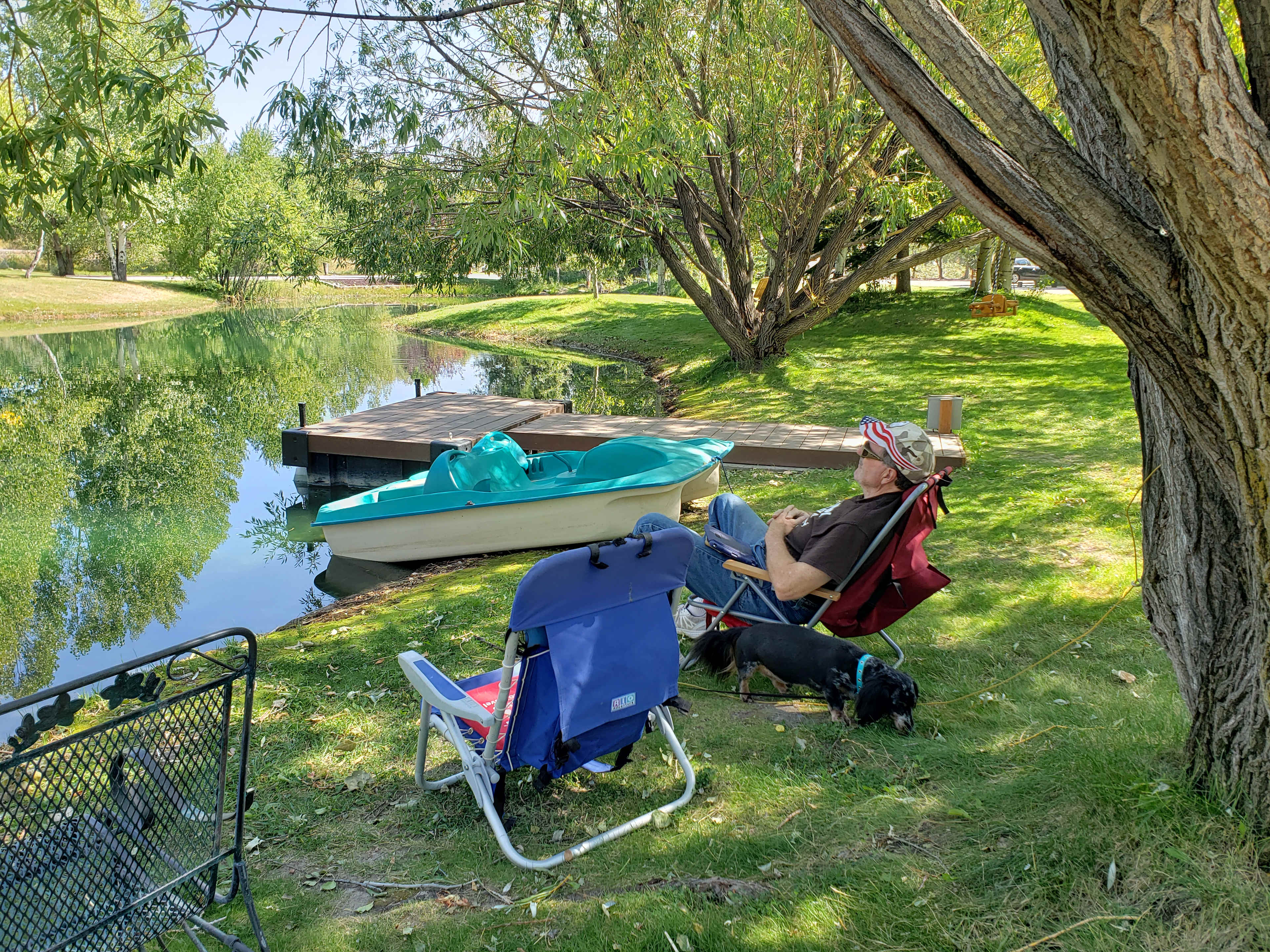Relaxing by the pond.