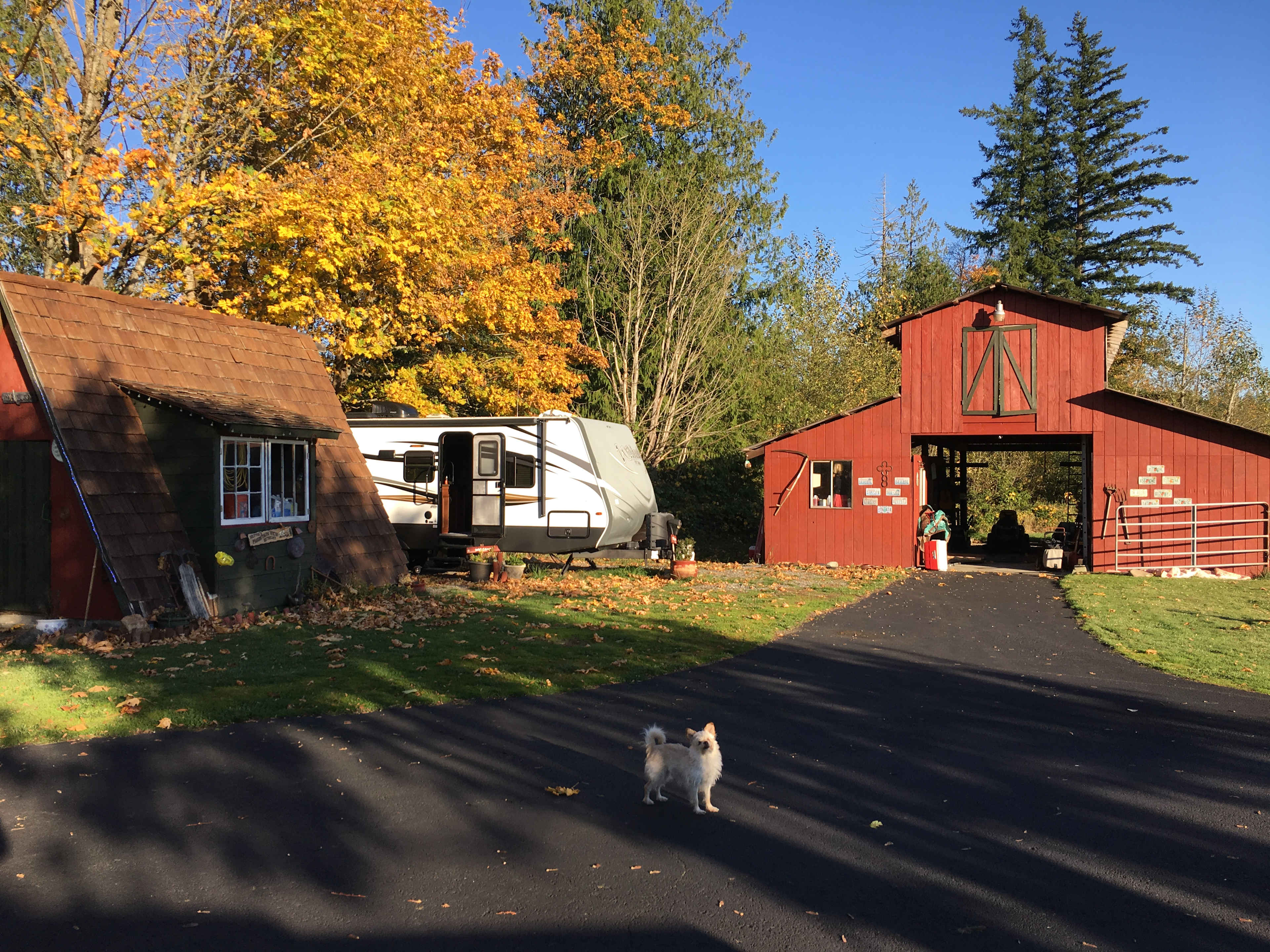 You will park in front of the barn 