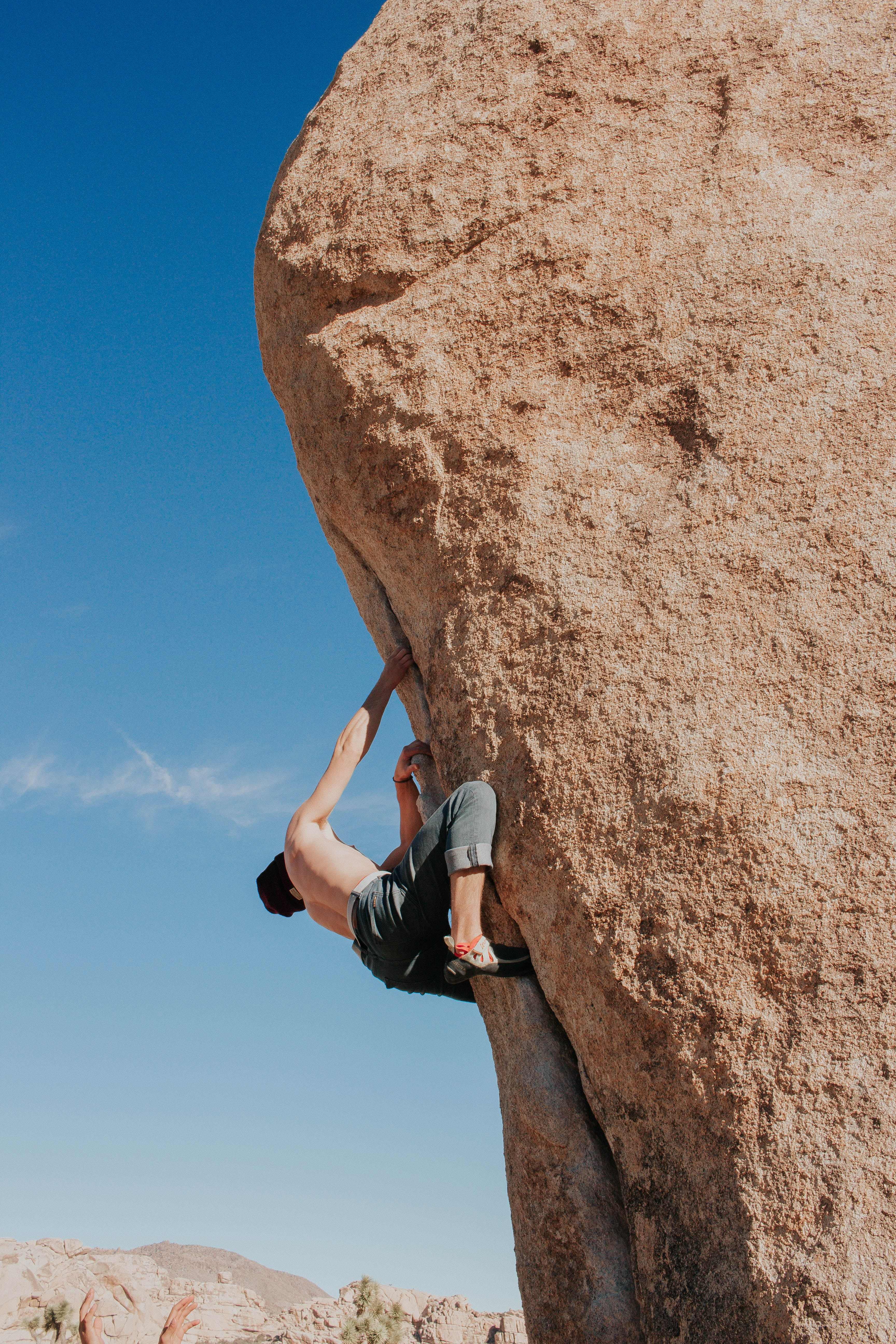 Rock climbing in Joshua Tree a short drive from Rancho Mama. 