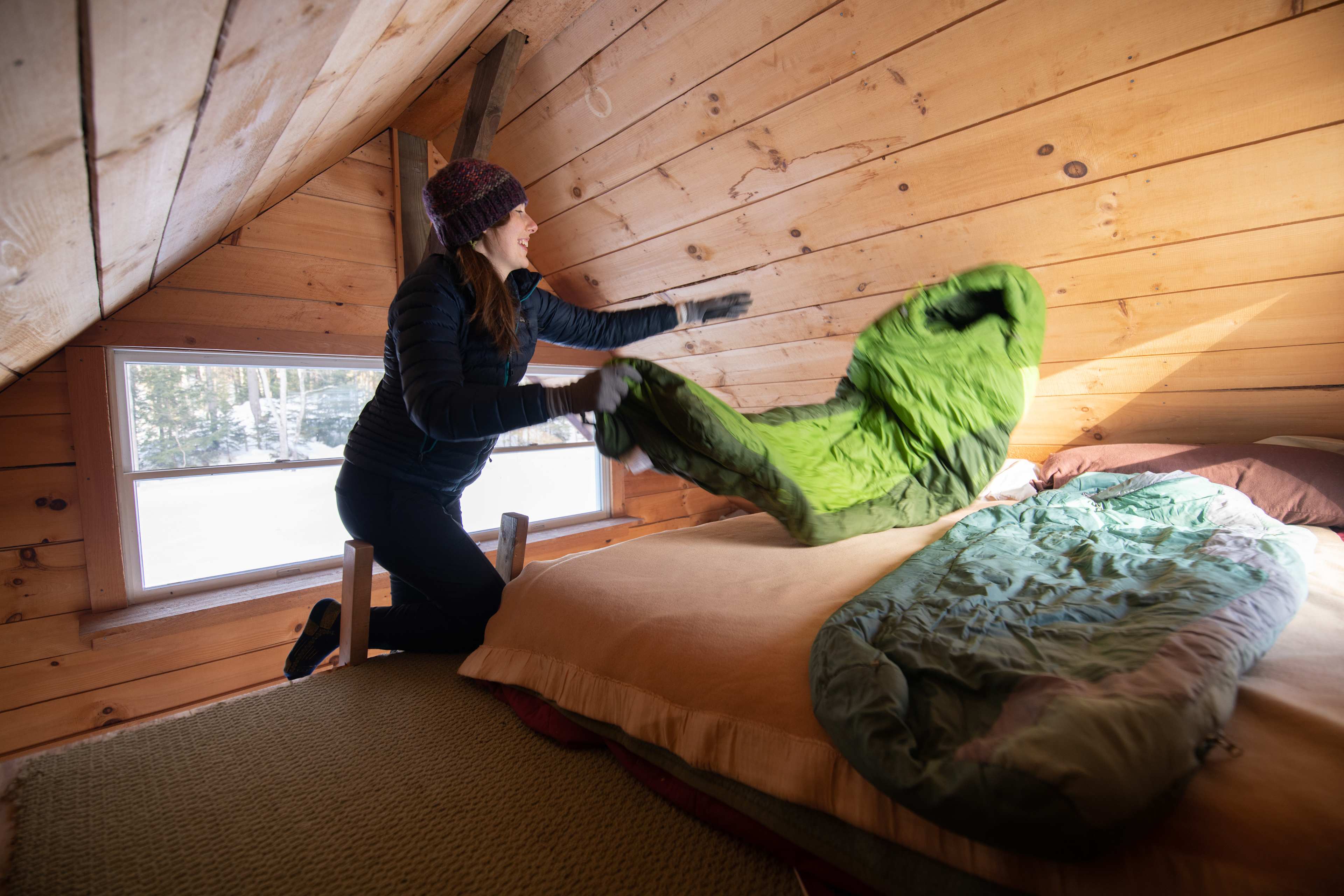 The loft mattress was comfortable, and has views out the windows. 