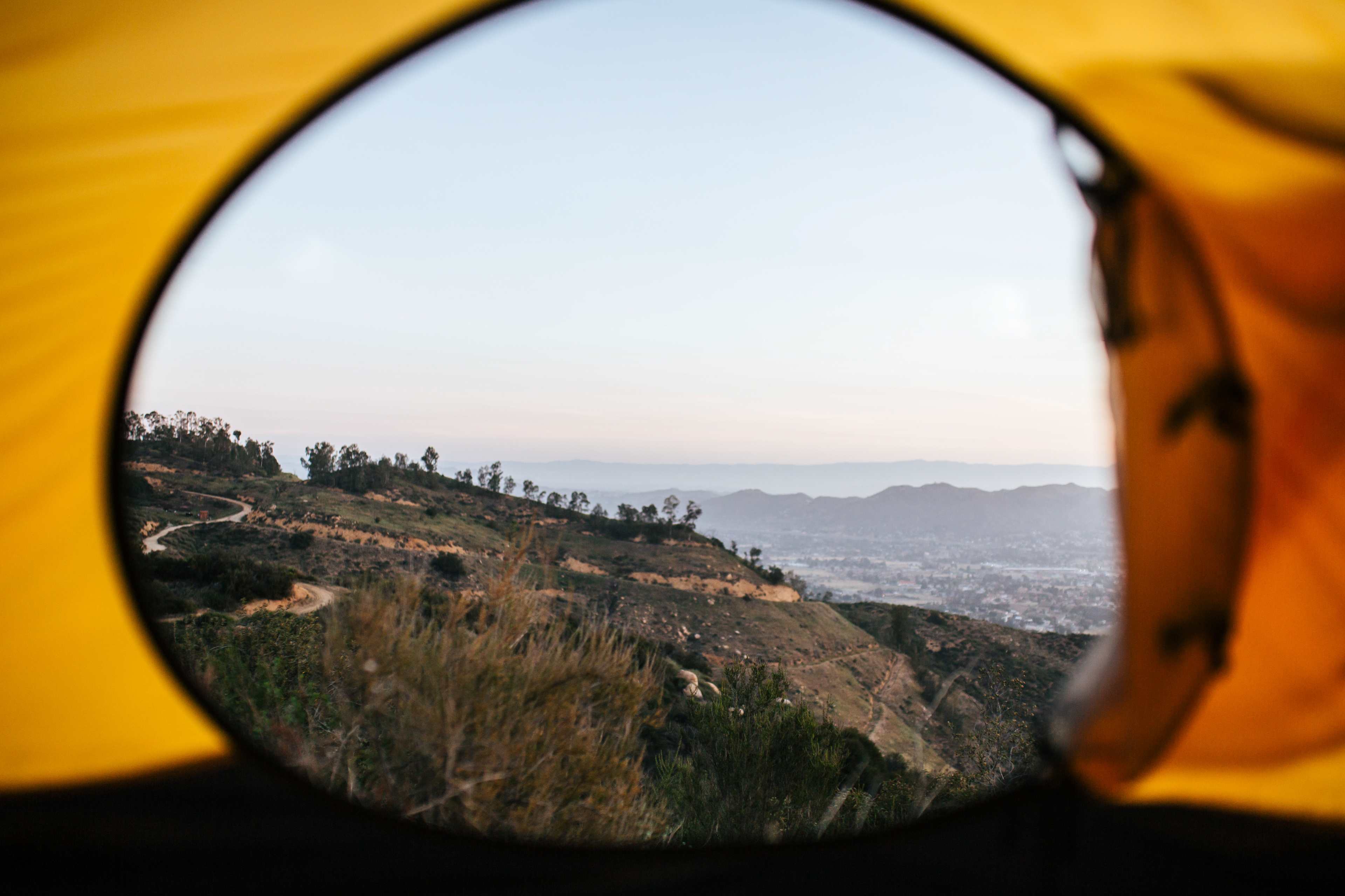Looking out our tent into the valley below 