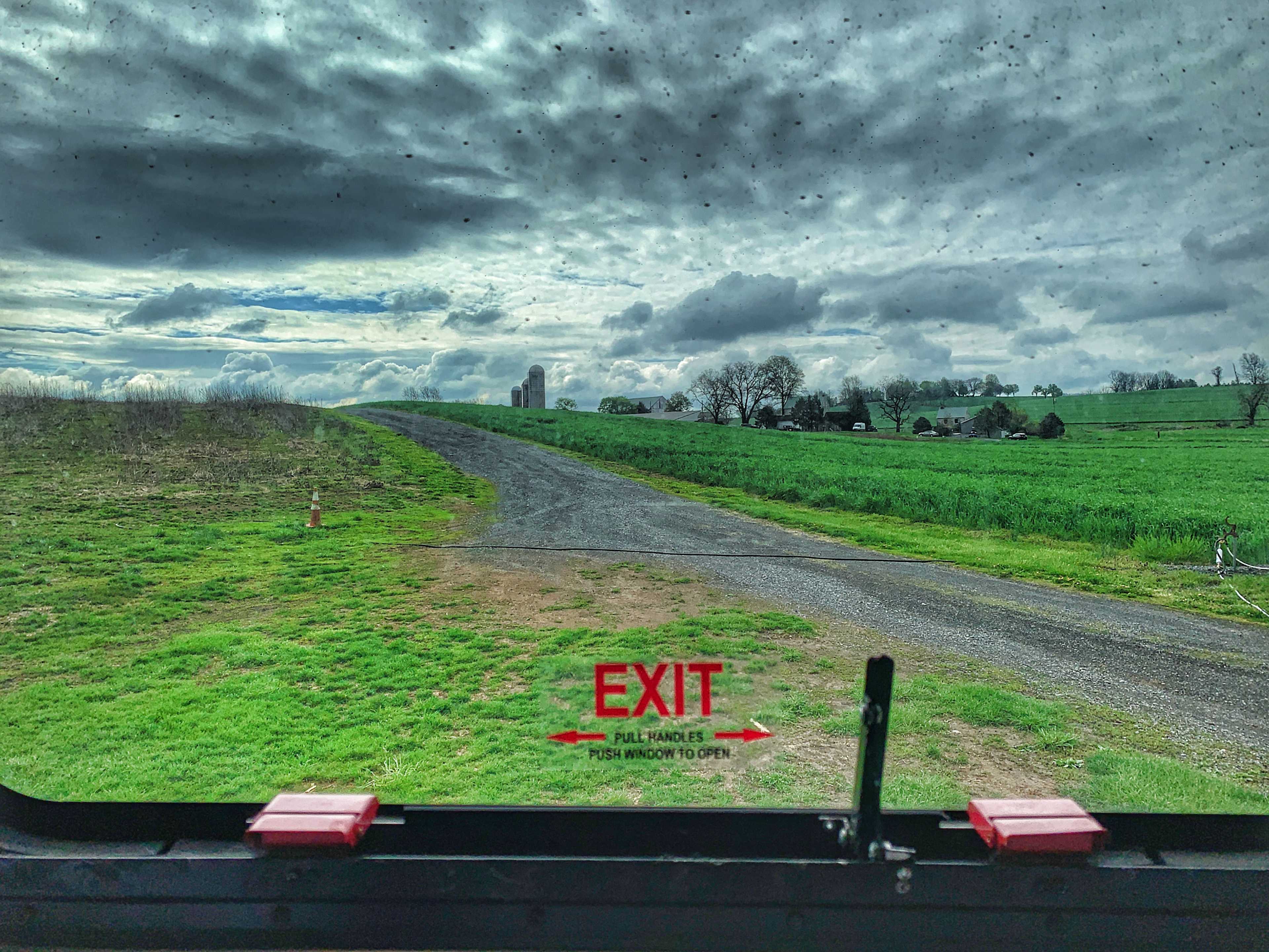 The view from the bedroom window in our RV.